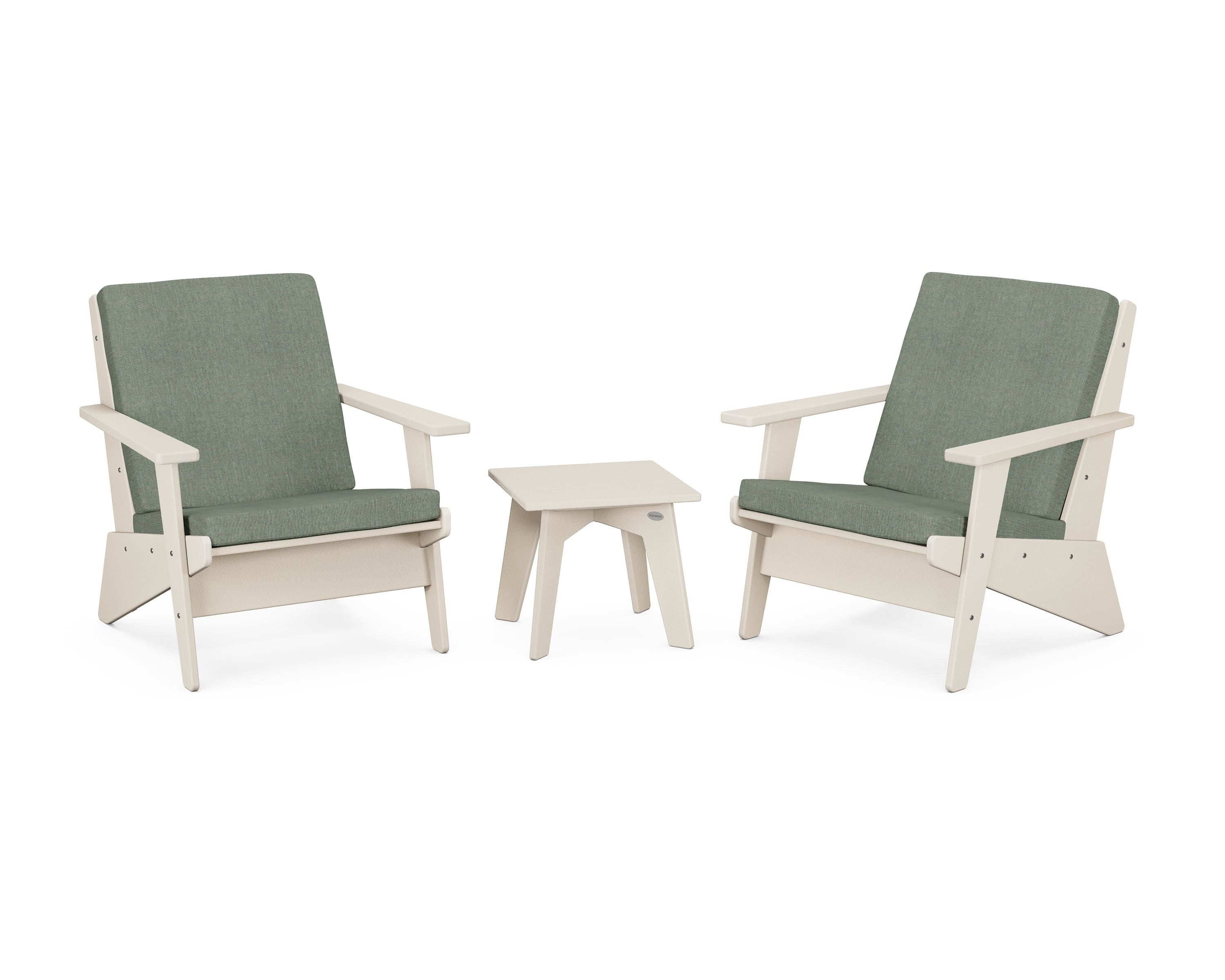 POLYWOOD Riviera Modern Lounge 3-Piece Set in Sand / Cast Sage