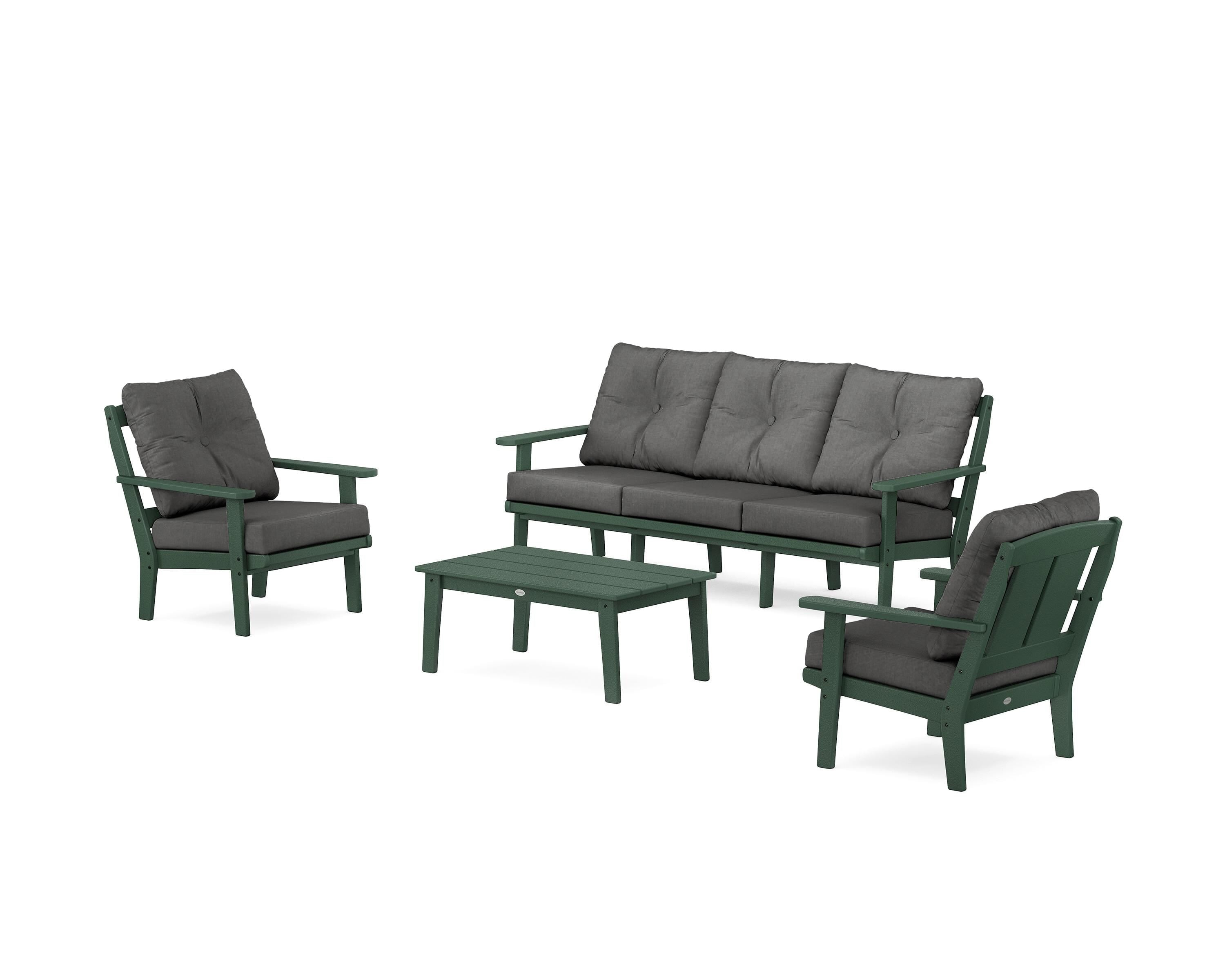 POLYWOOD Mission 4-Piece Deep Seating Set with Sofa in Green / Spectrum Carbon