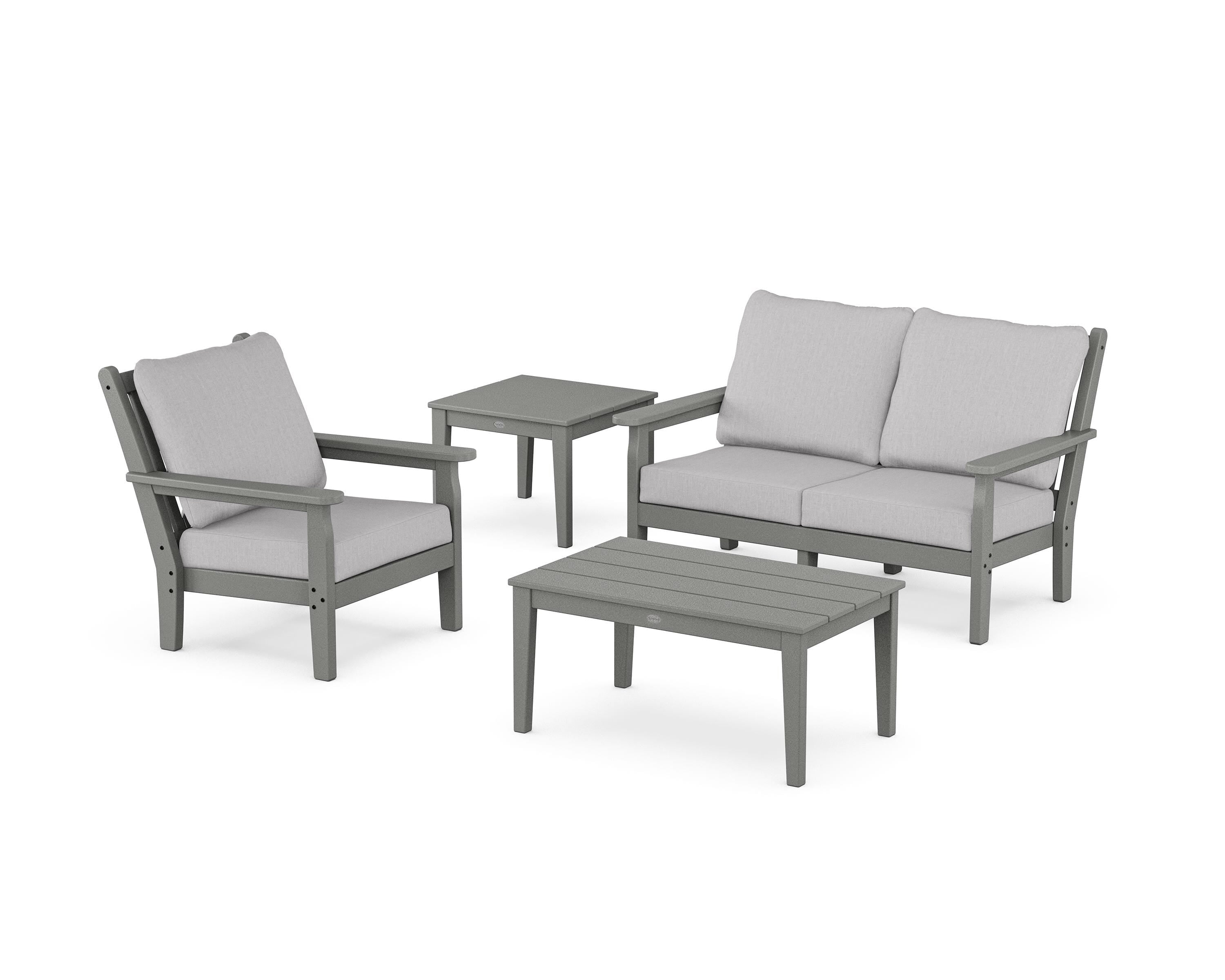 POLYWOOD Chippendale 4-Piece Deep Seating Set in Slate Grey / Granite
