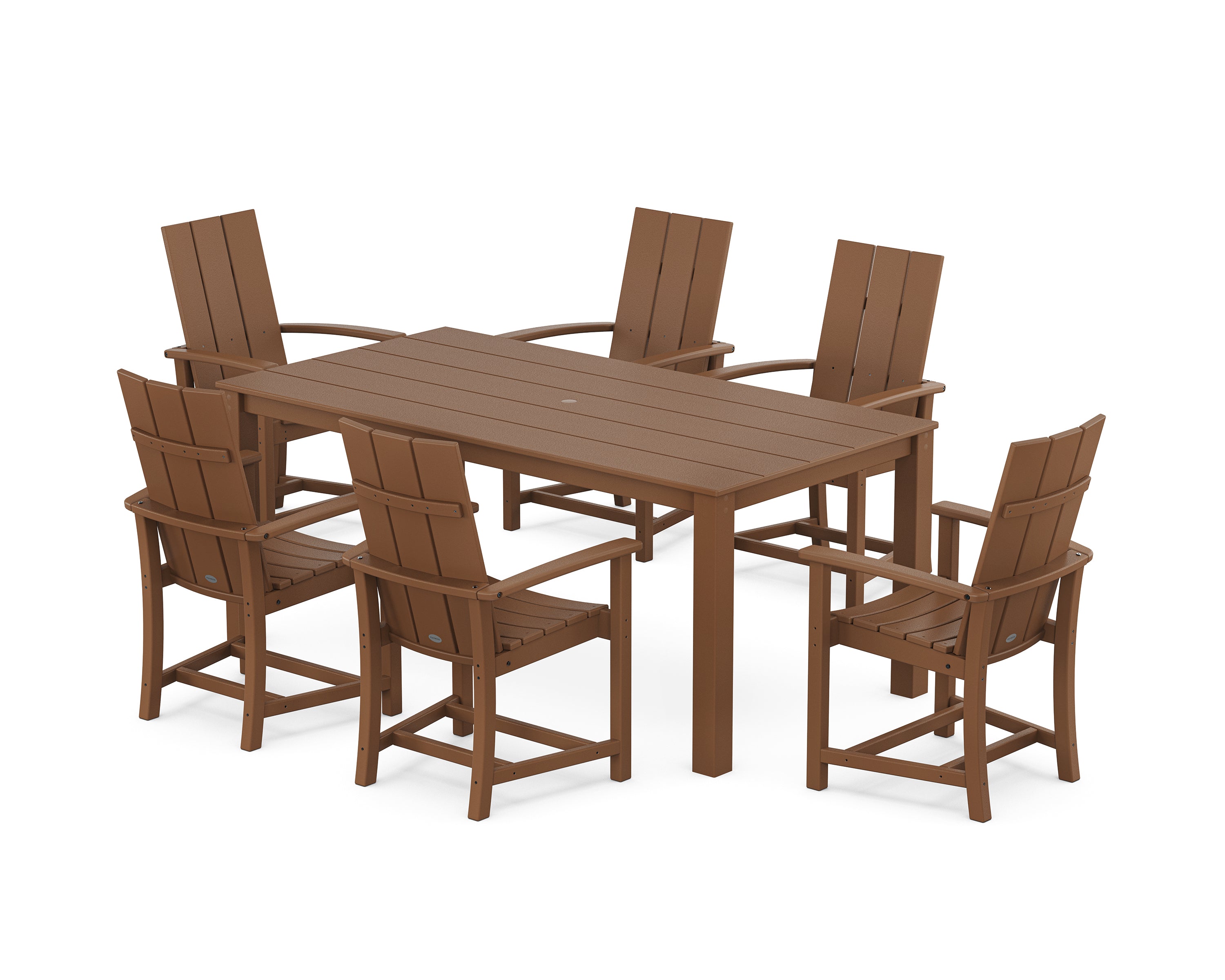 POLYWOOD® Modern Adirondack 7-Piece Parsons Dining Set in Teak