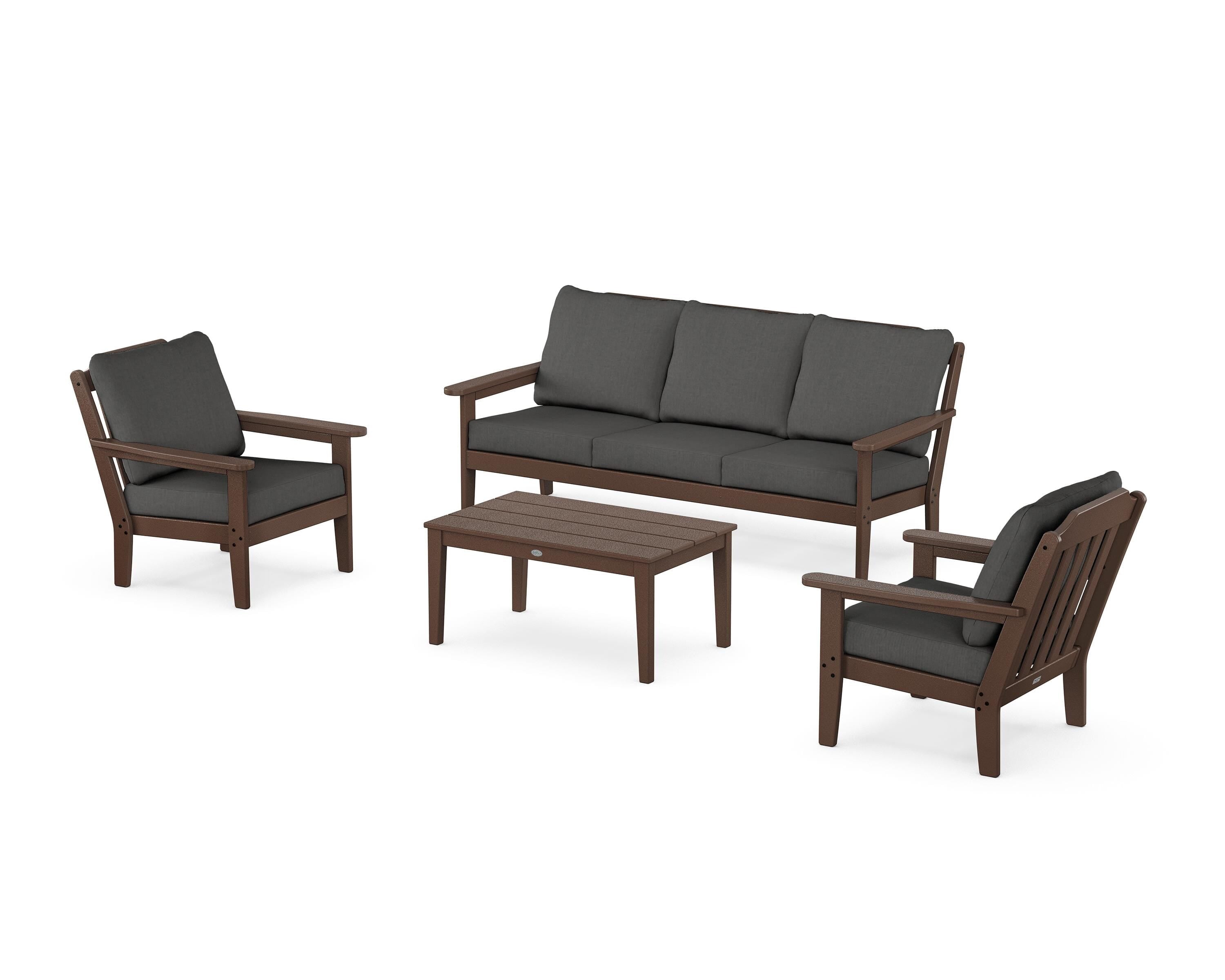 Country Living Cottage 4-Piece Deep Seating Set with Sofa in Mahogany / Spectrum Carbon