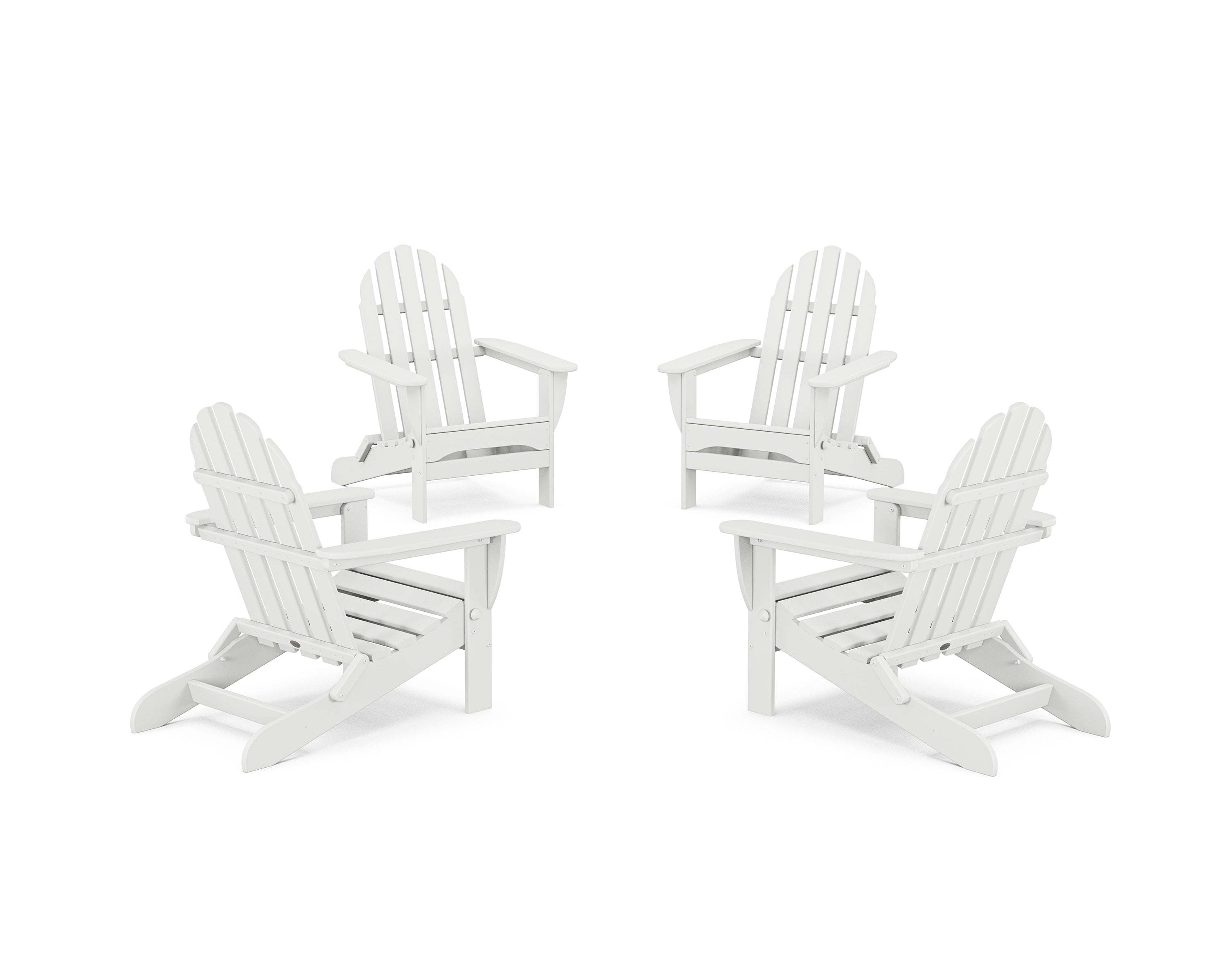 POLYWOOD® 4-Piece Classic Folding Adirondack Conversation Set in White