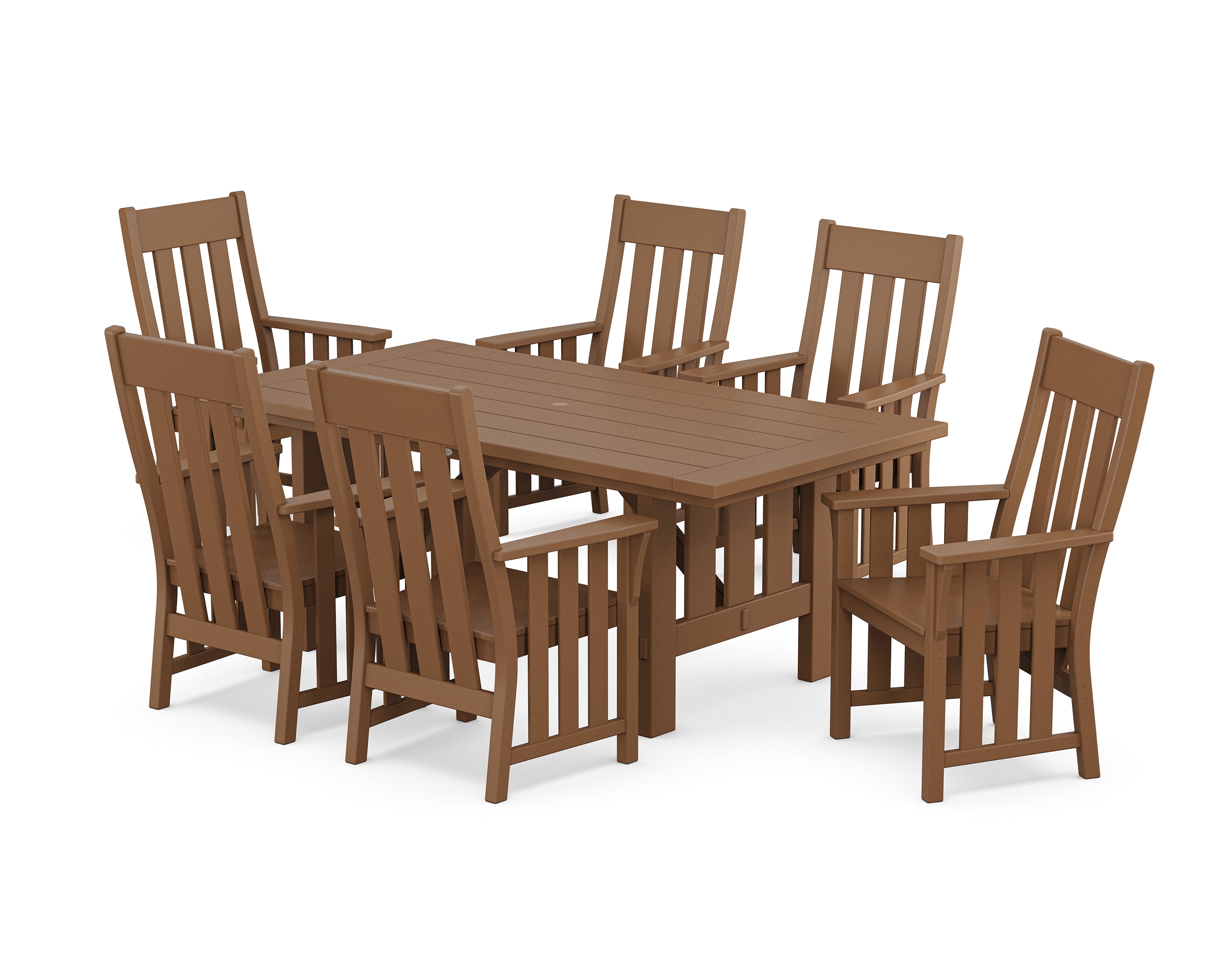 Martha Stewart by POLYWOOD Acadia Arm Chair 7-Piece Dining Set in Teak