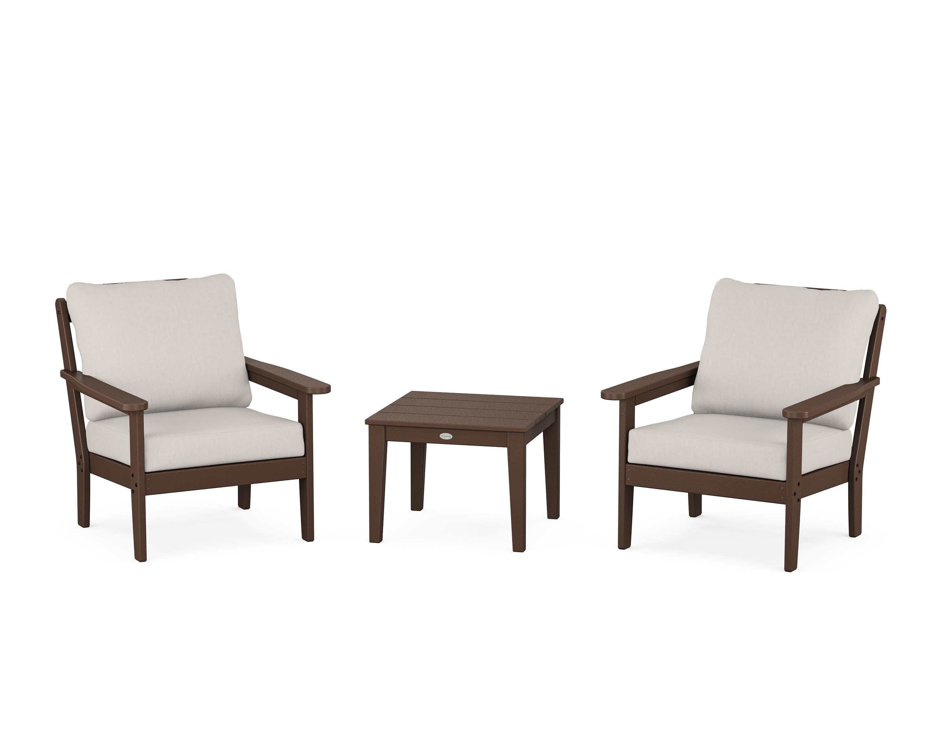 Country Living Cottage 3-Piece Deep Seating Set in Mahogany / Cast Ash