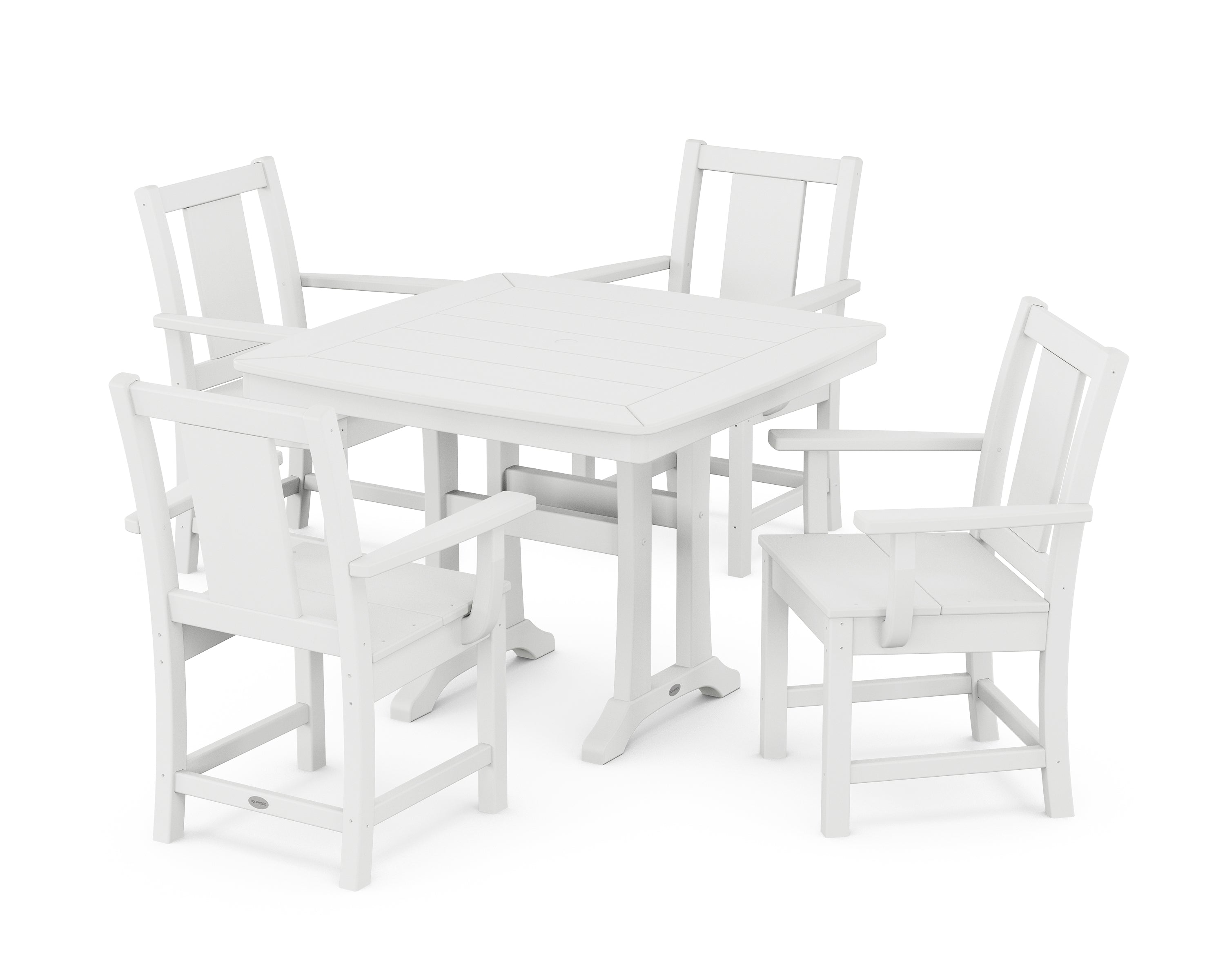 POLYWOOD Prairie 5-Piece Dining Set with Trestle Legs in White
