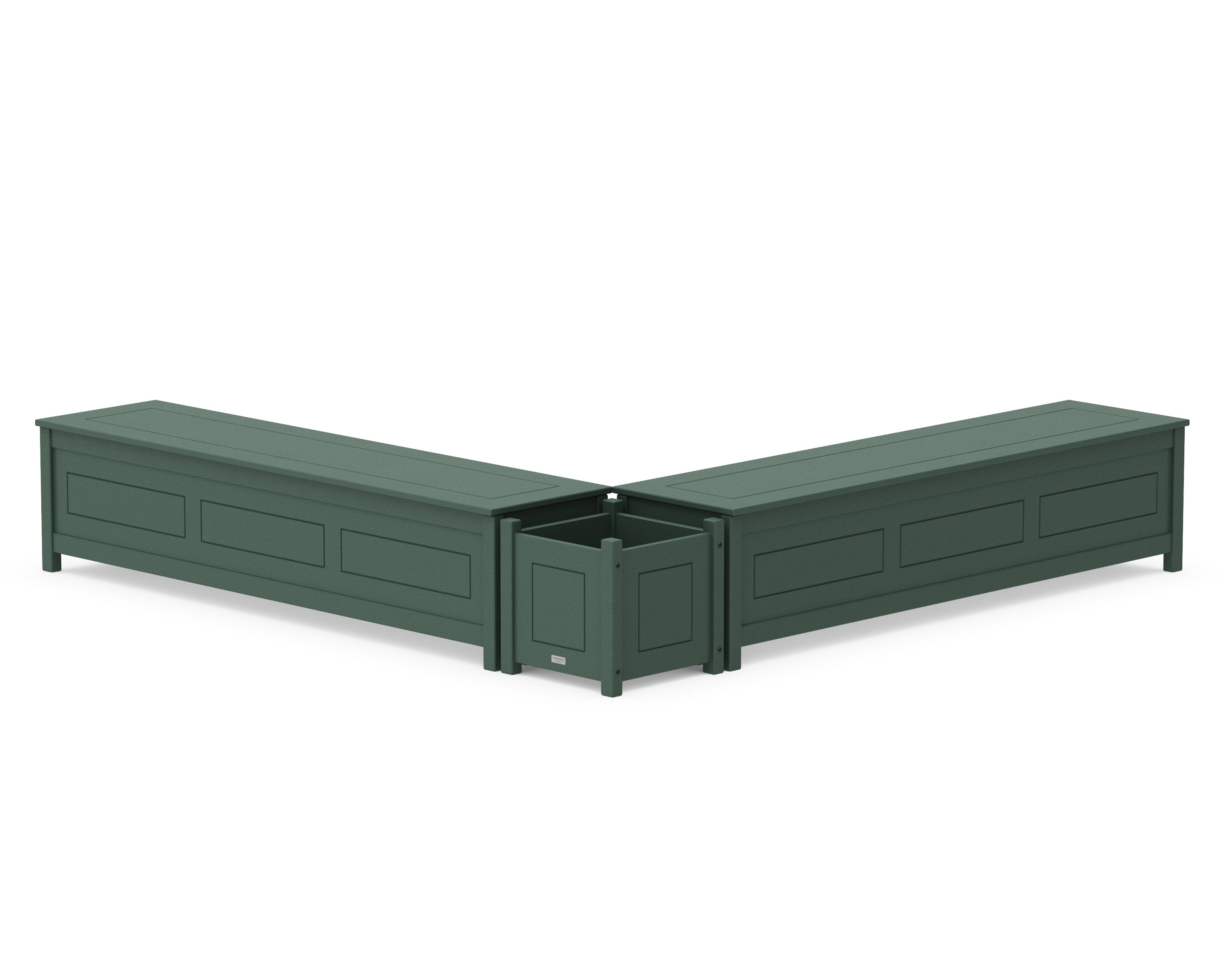 Country Living 72" Country Living L- Shaped Planter Storage Bench Set in Green