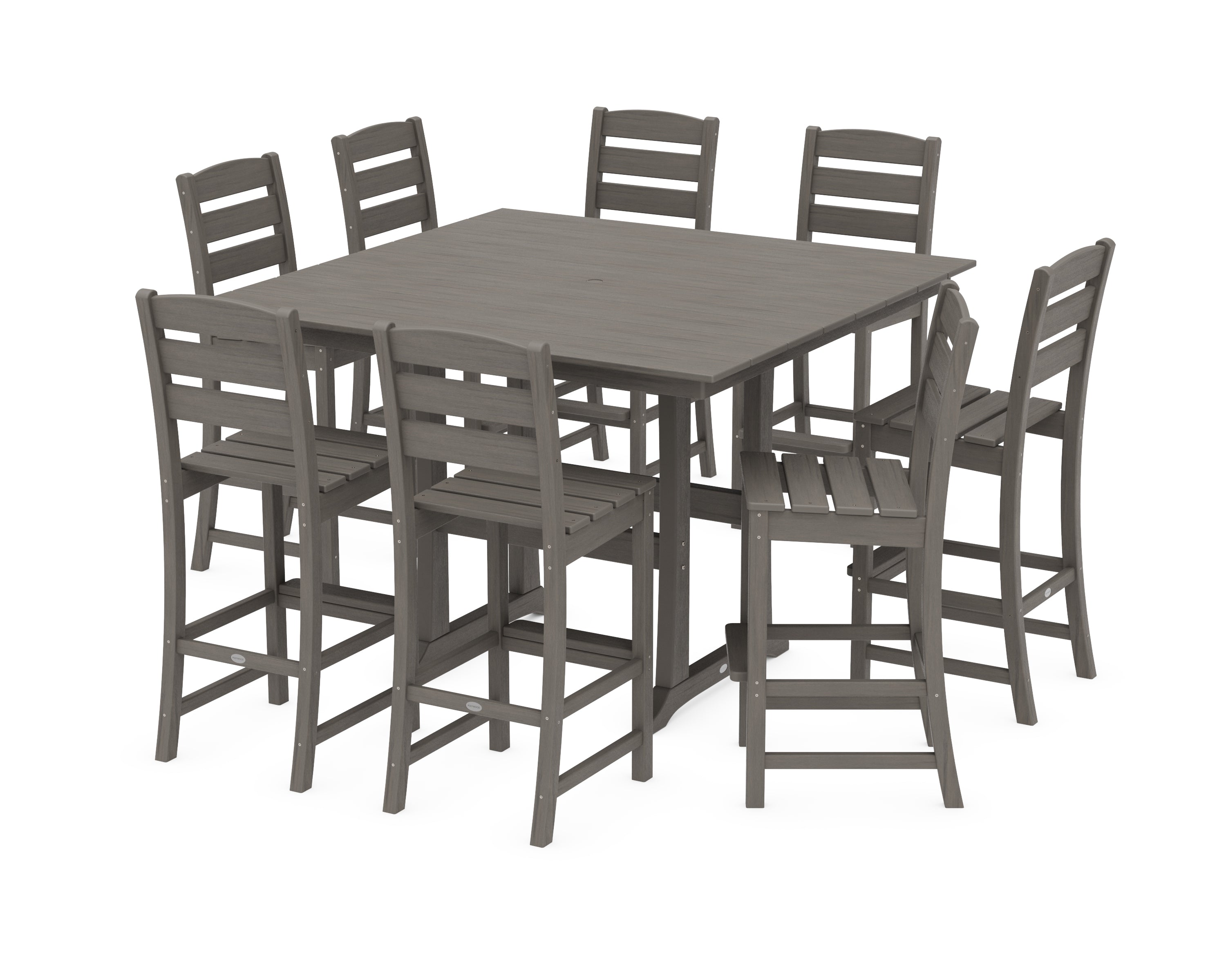 POLYWOOD Lakeside 9-Piece Bar Side Chair Set in Driftwood
