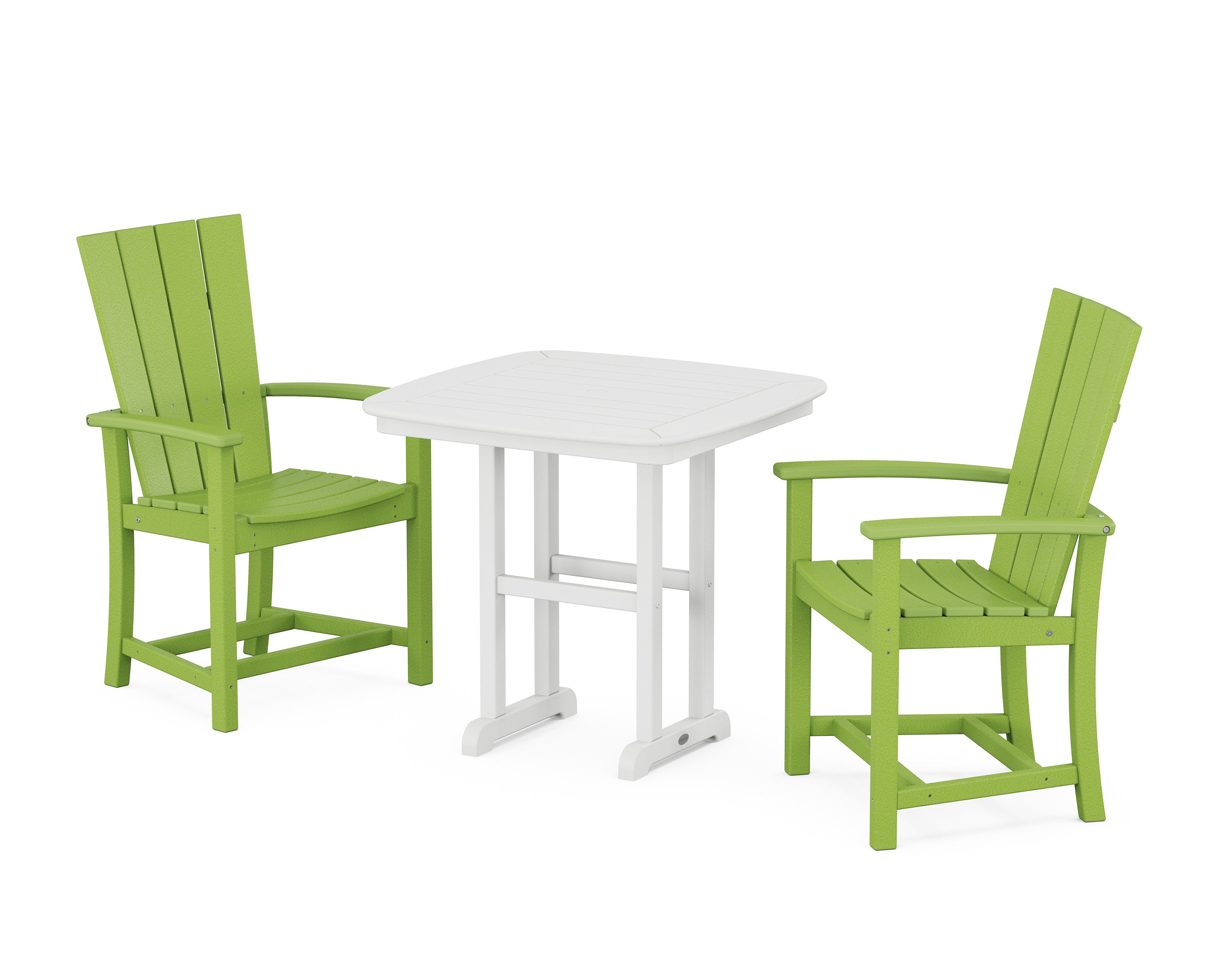 POLYWOOD Quattro 3-Piece Dining Set in Lime / White