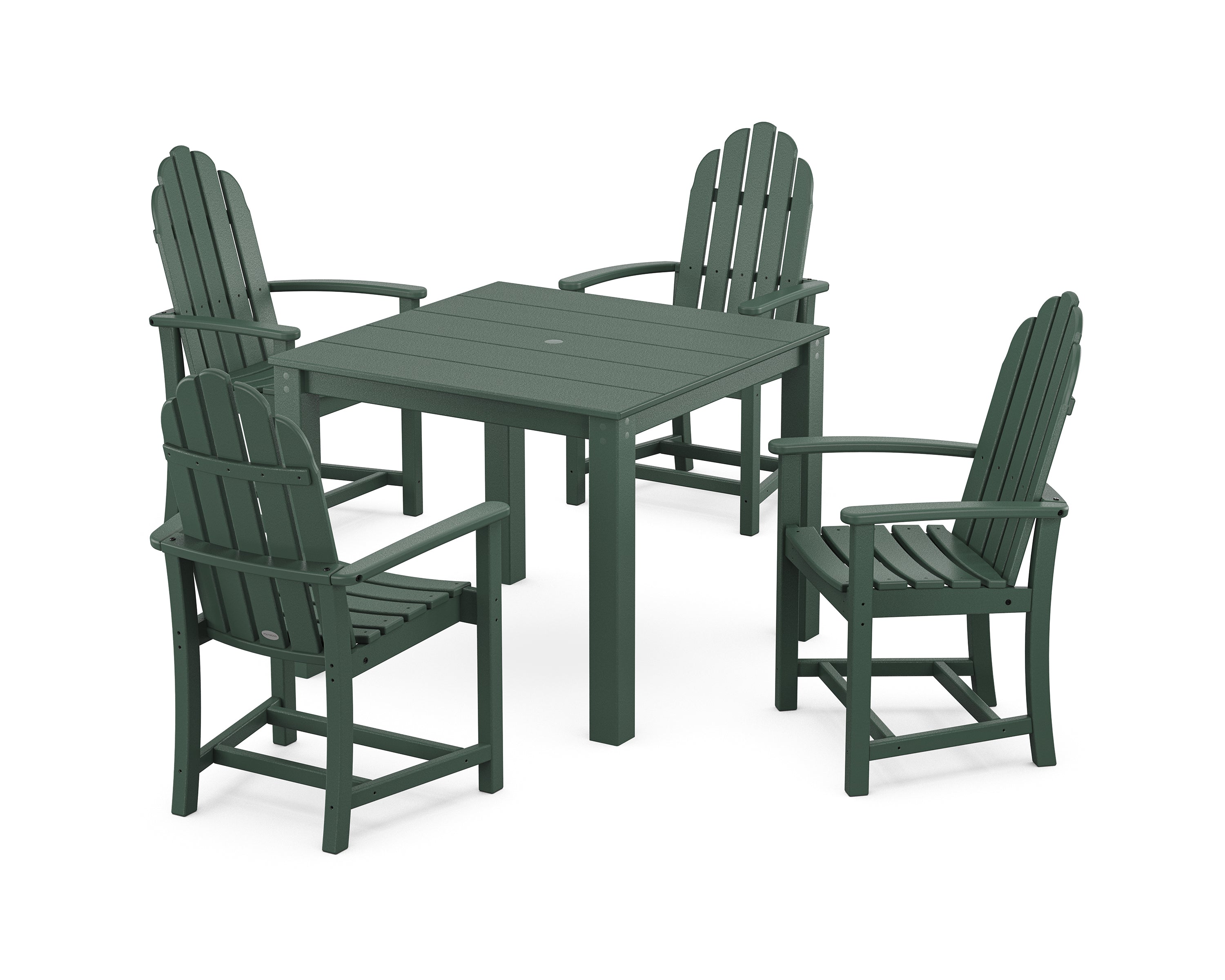 POLYWOOD Classic Adirondack 5-Piece Parsons Dining Set in Green