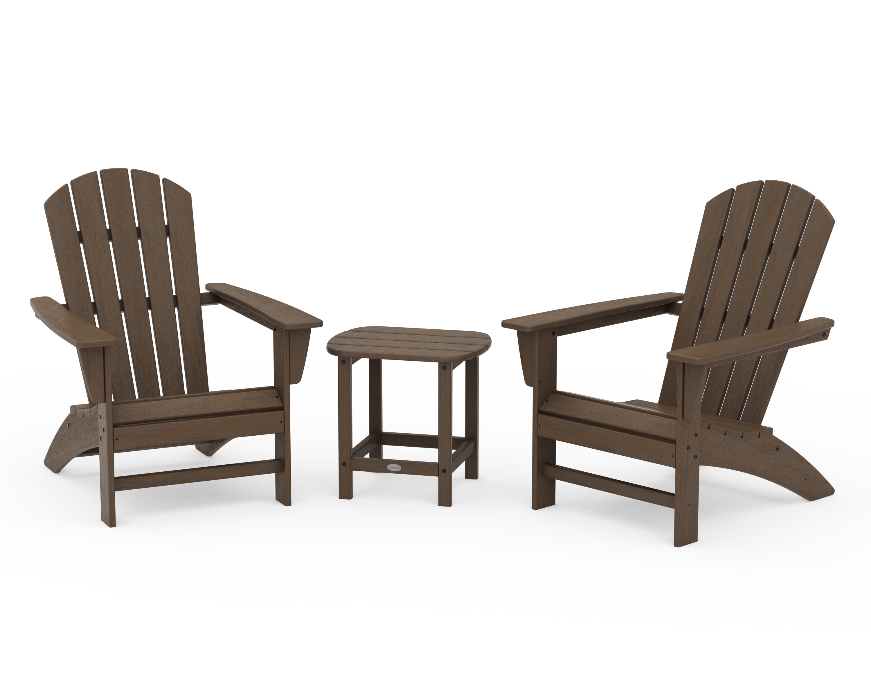 POLYWOOD Nautical 3-Piece Adirondack Set with South Beach 18" Side Table in Kona