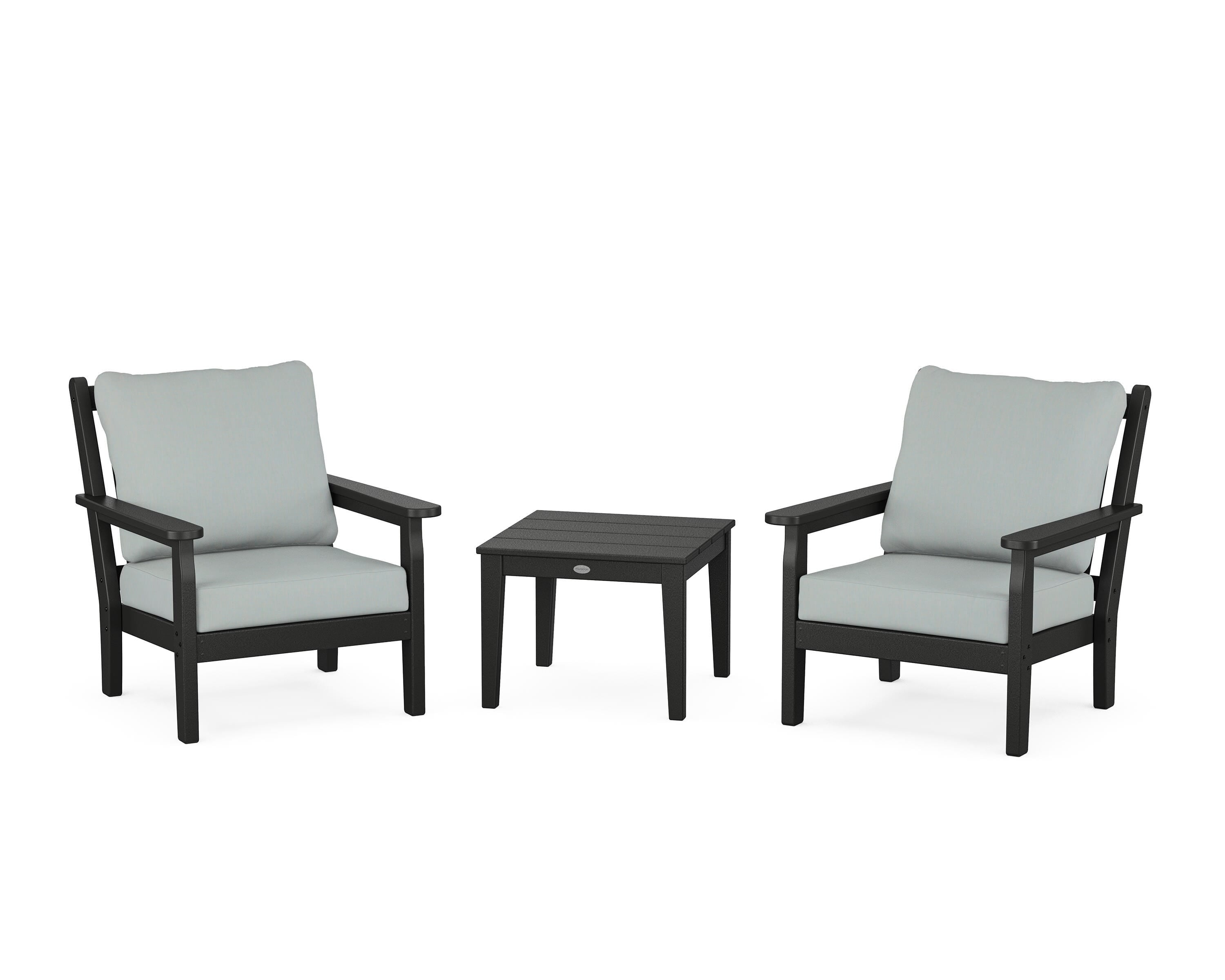 POLYWOOD Chippendale 3-Piece Deep Seating Set in Black / Spa