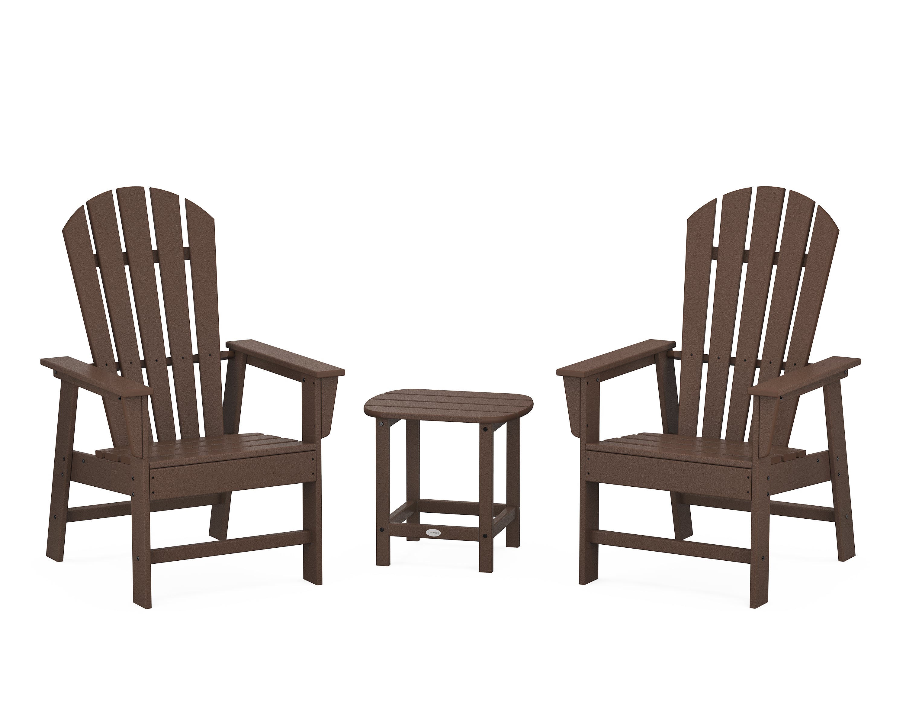 POLYWOOD South Beach Casual Chair 3-Piece Set with 18" South Beach Side Table in Mahogany