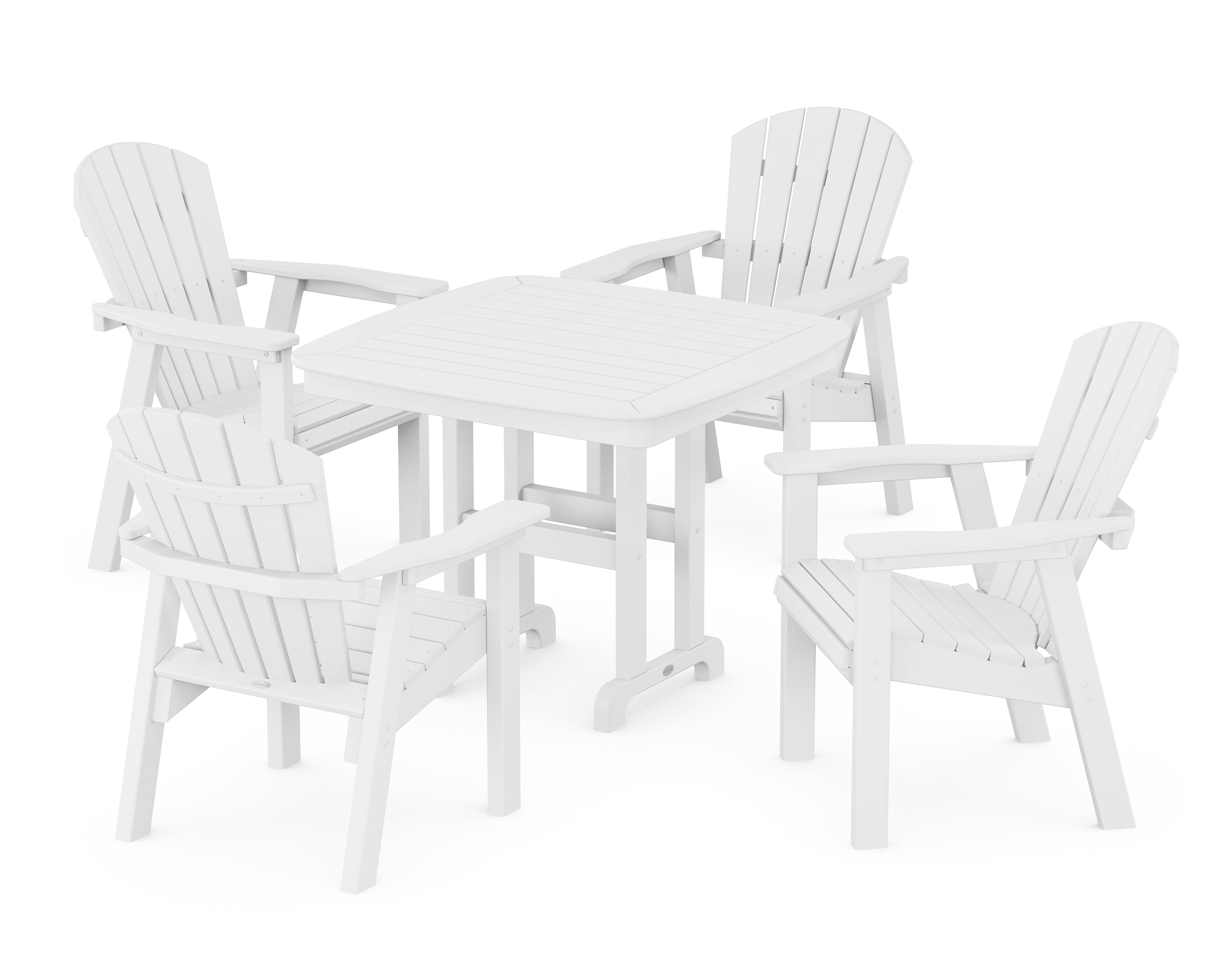 POLYWOOD Seashell 5-Piece Dining Set in White