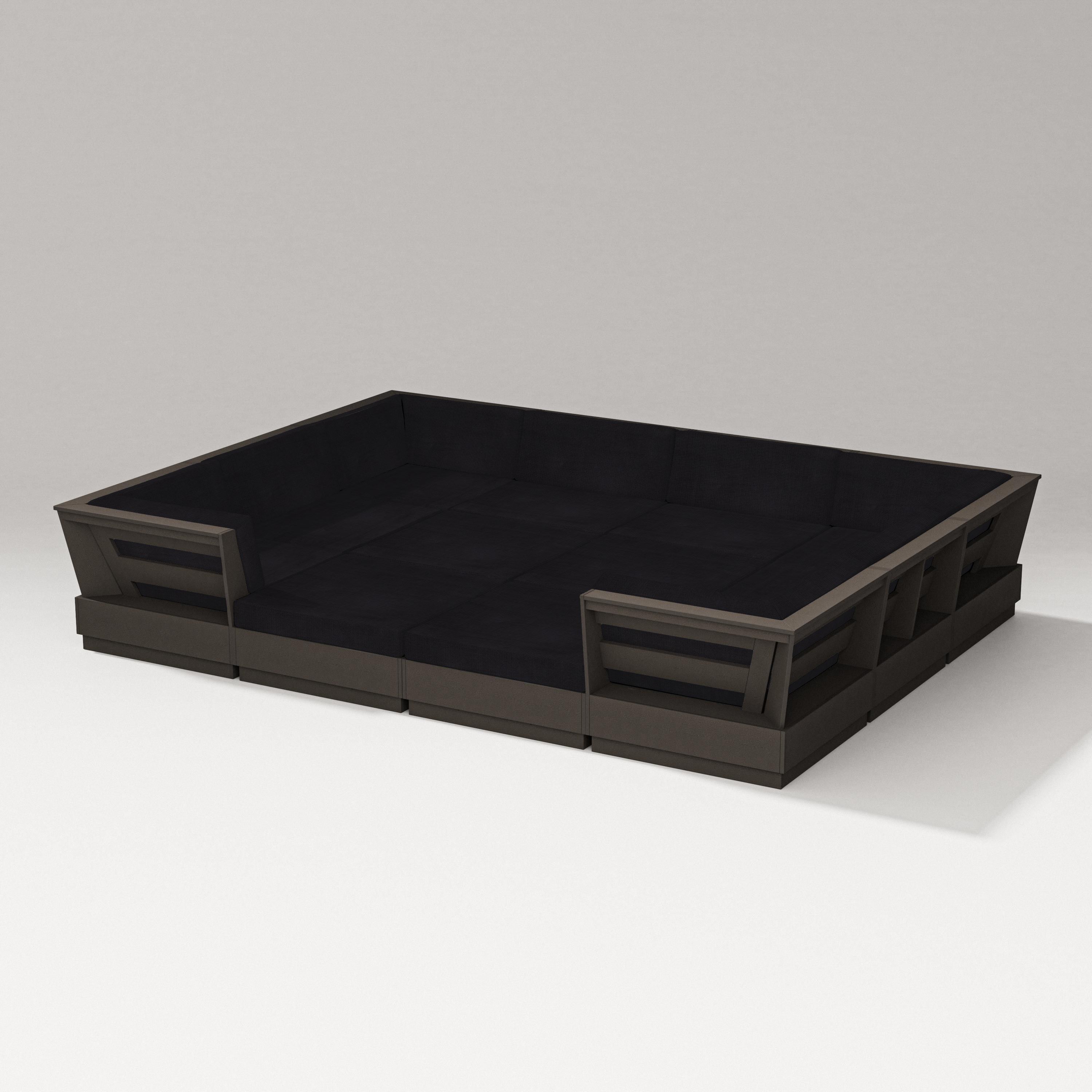 PW Designer Series Elevate 12-Piece Pit Sectional in Vintage Coffee / Midnight Linen