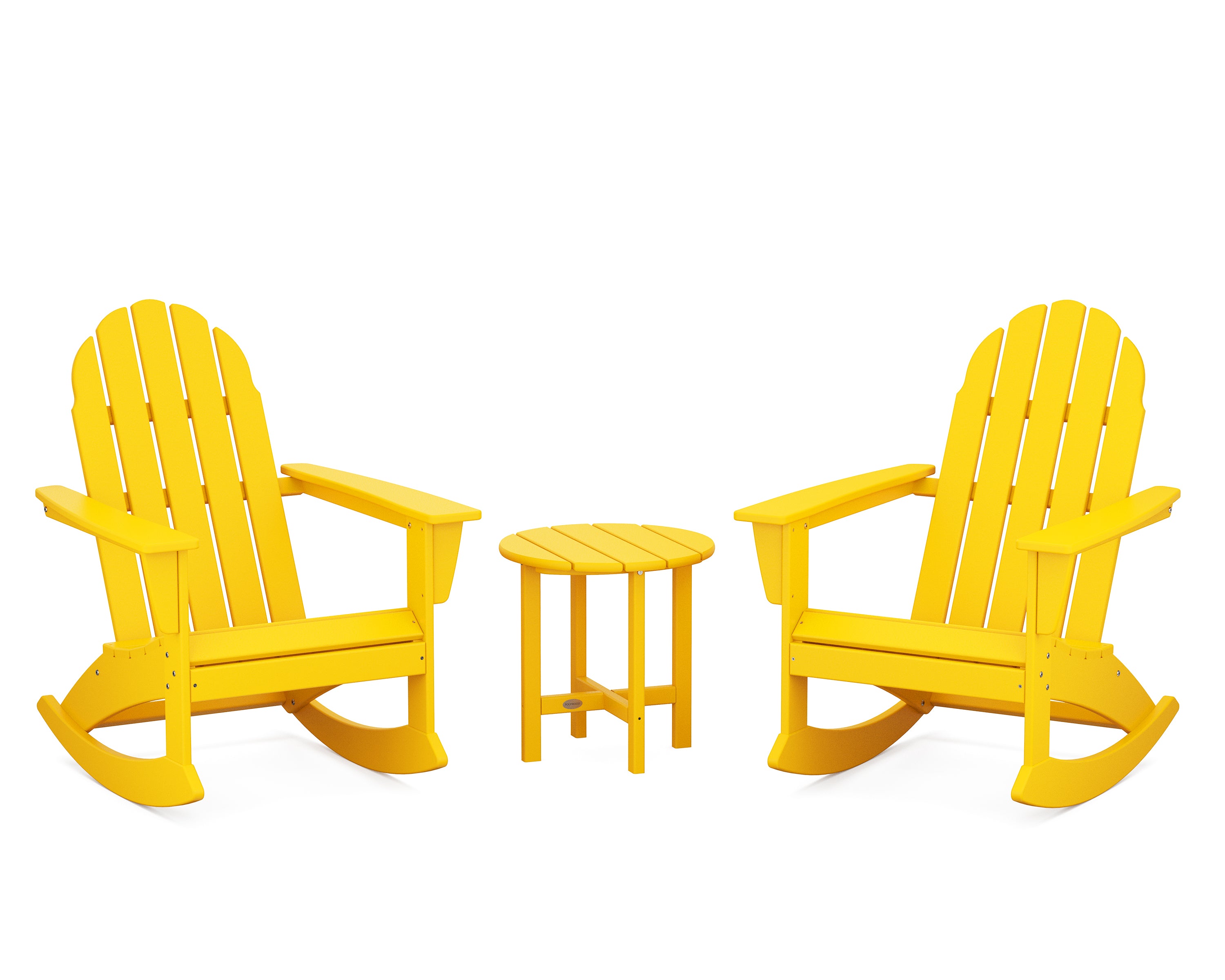 POLYWOOD Vineyard 3-Piece Adirondack Rocking Chair Set in Lemon