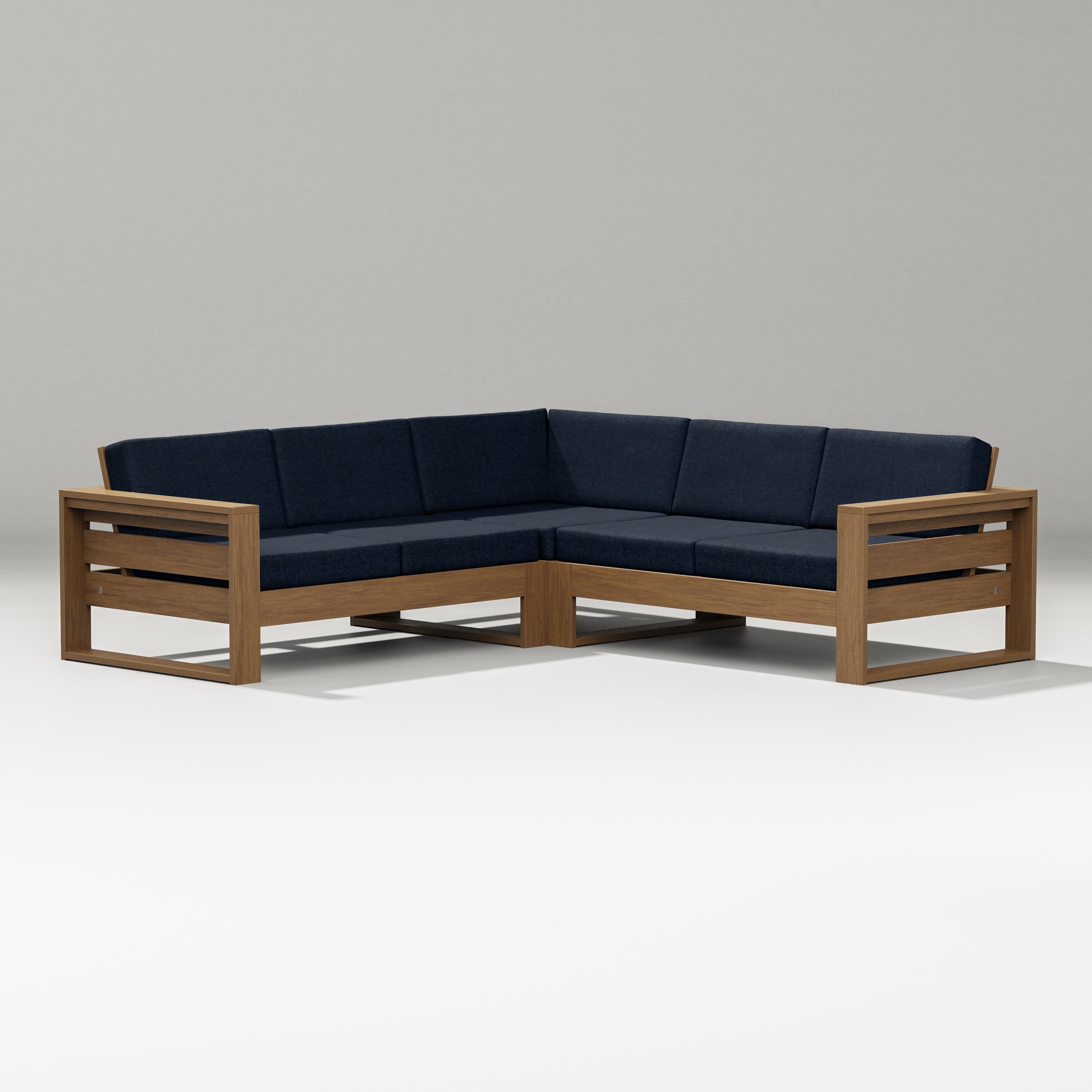 PW Designer Series Latitude Corner Sectional in Natural / Marine Indigo