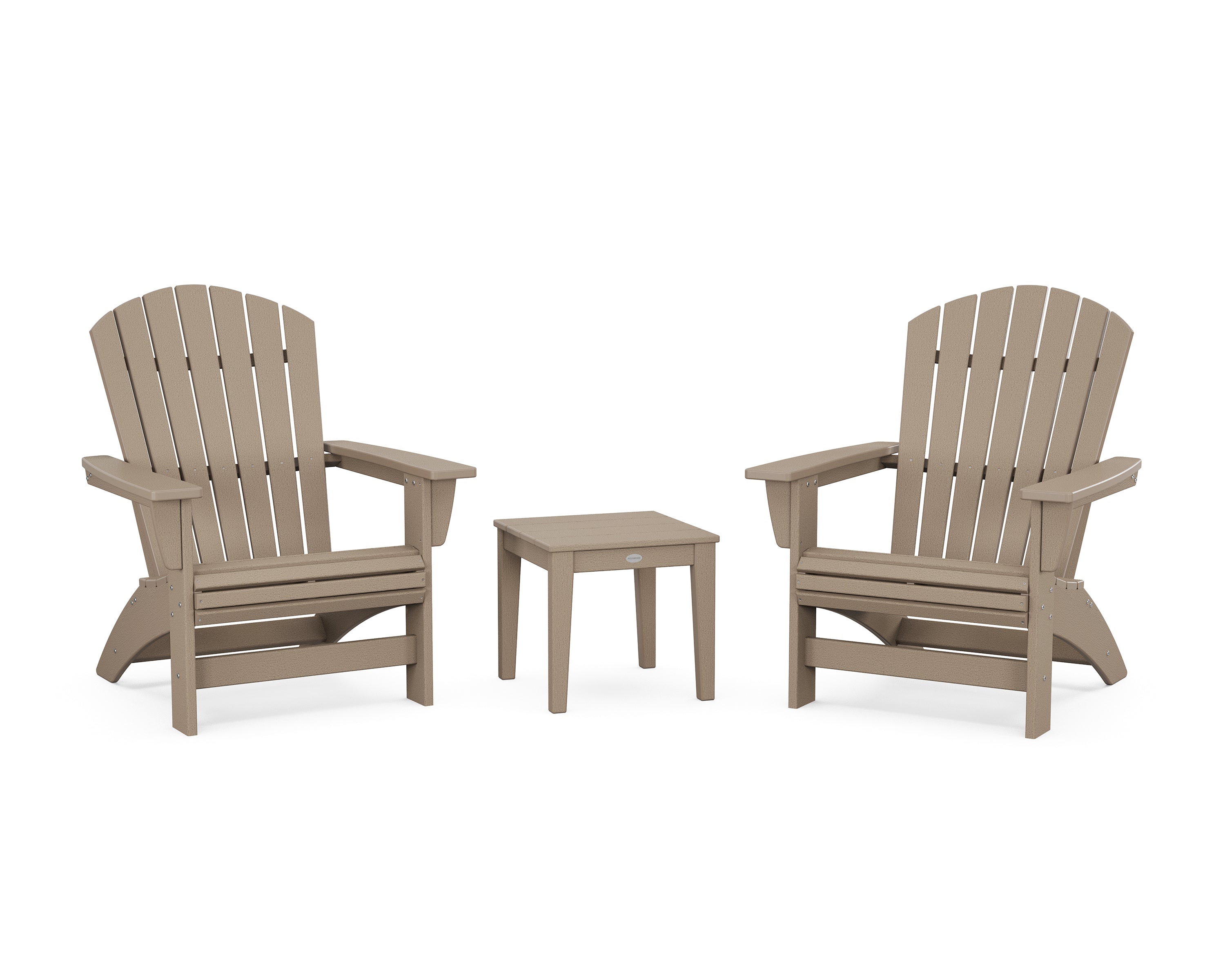 POLYWOOD 3-Piece Nautical Grand Adirondack Set in Vintage Sahara