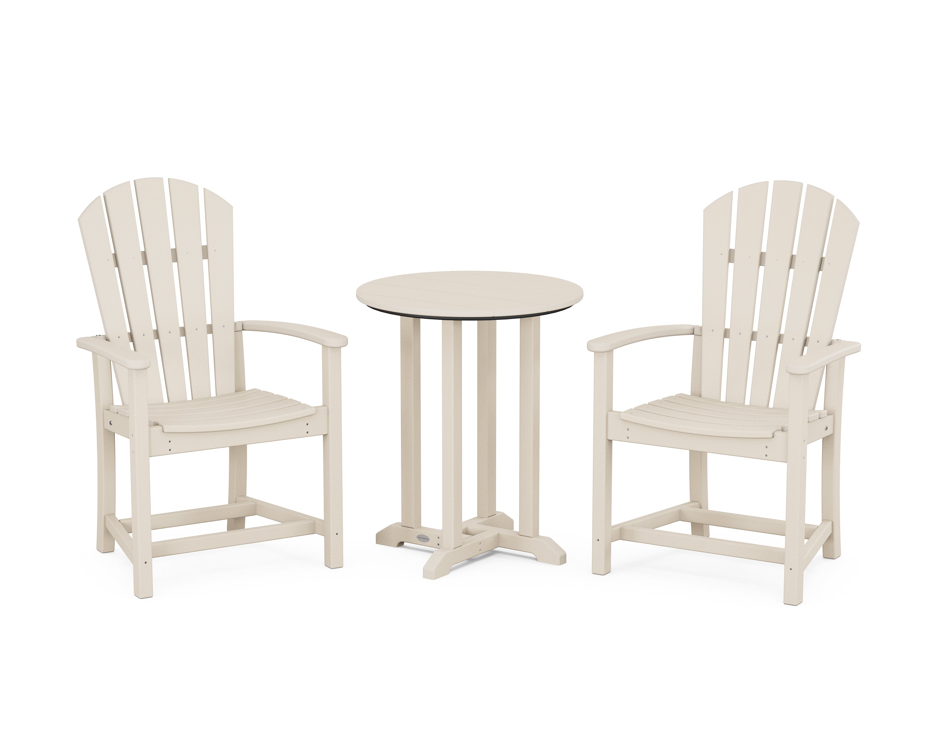 POLYWOOD Palm Coast 3-Piece Round Farmhouse Bistro Dining Set in Sand