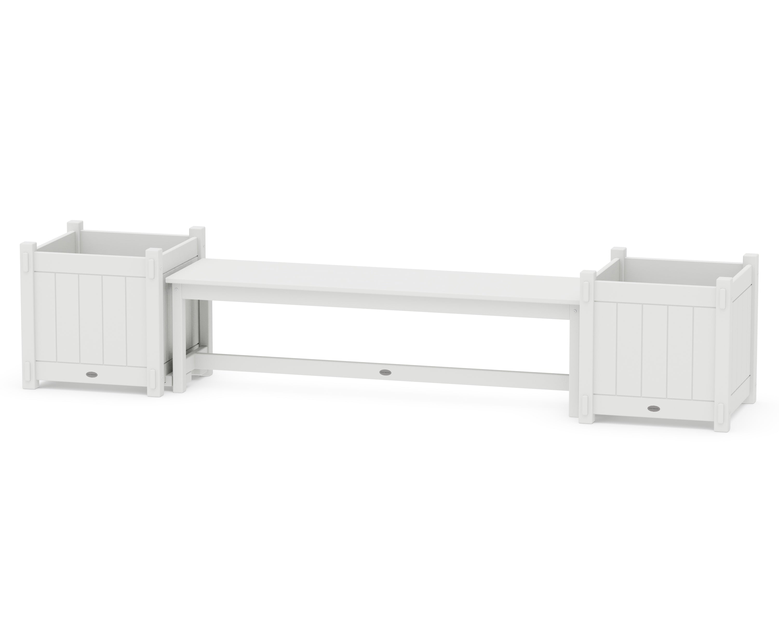 POLYWOOD 60" Vineyard Straight Planter Bench Set - Large in White