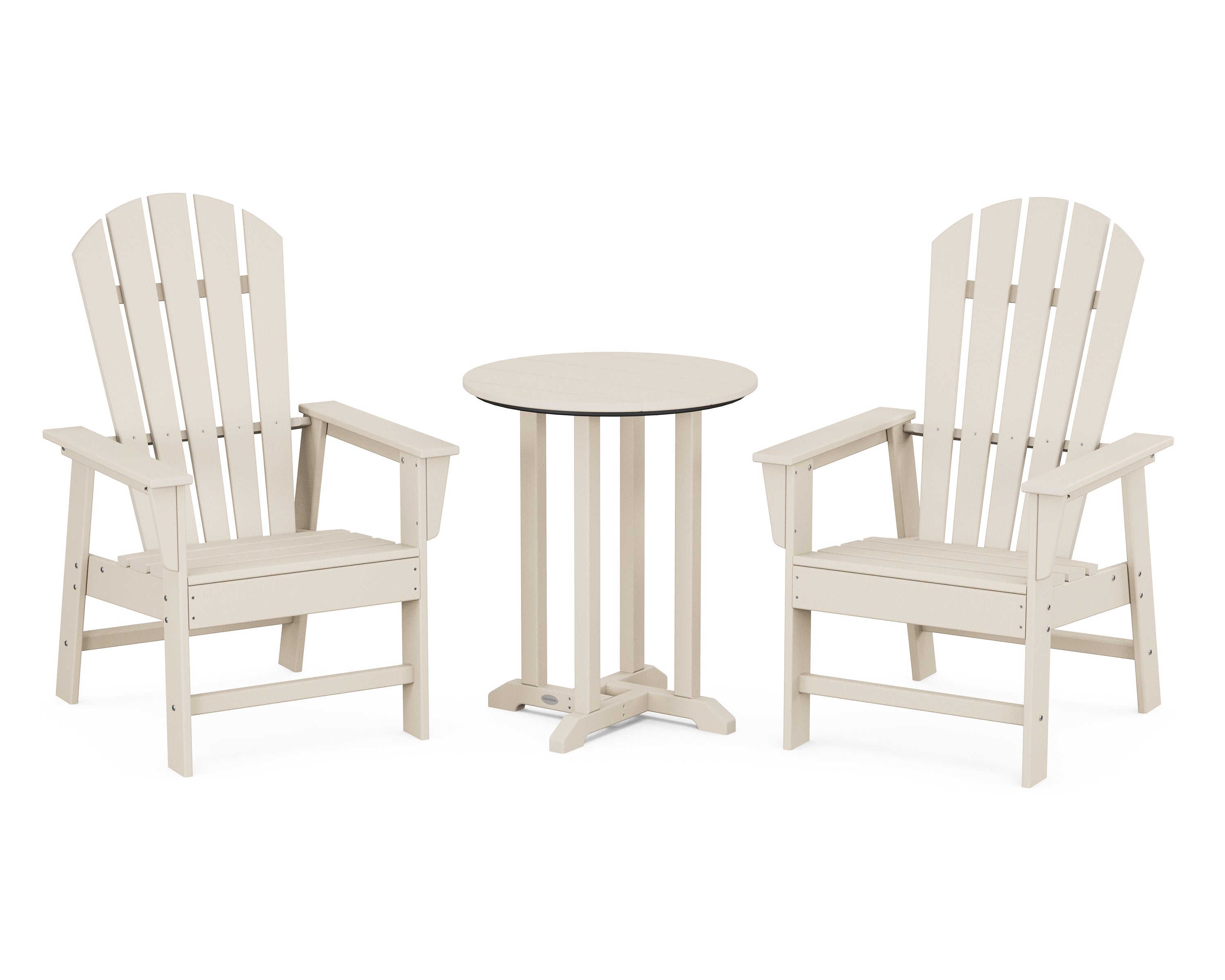 POLYWOOD South Beach 3-Piece Round Farmhouse Bistro Dining Set in Sand
