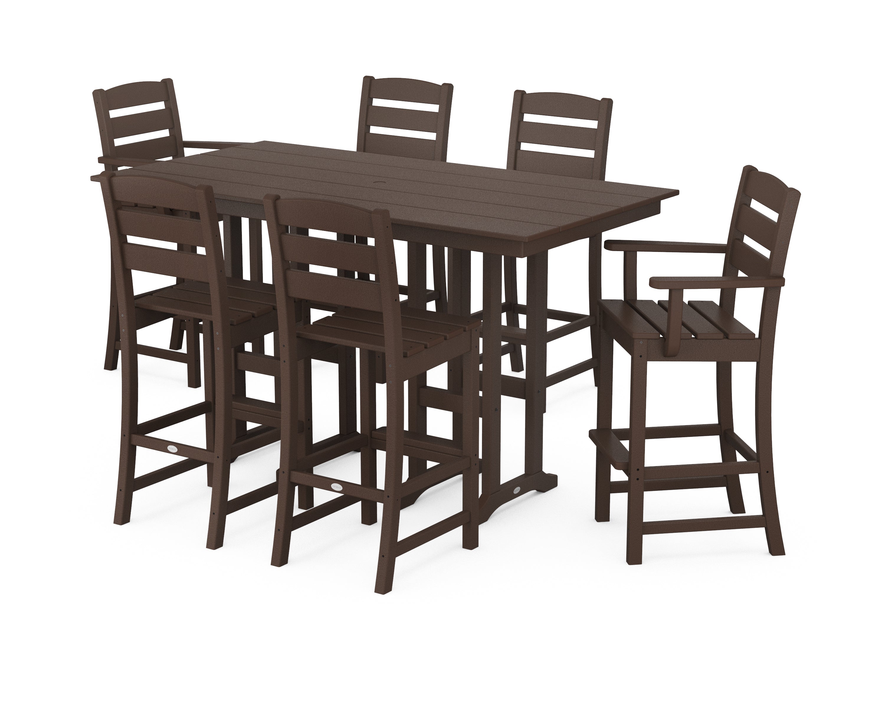 POLYWOOD Lakeside 7-Piece Bar Set in Mahogany