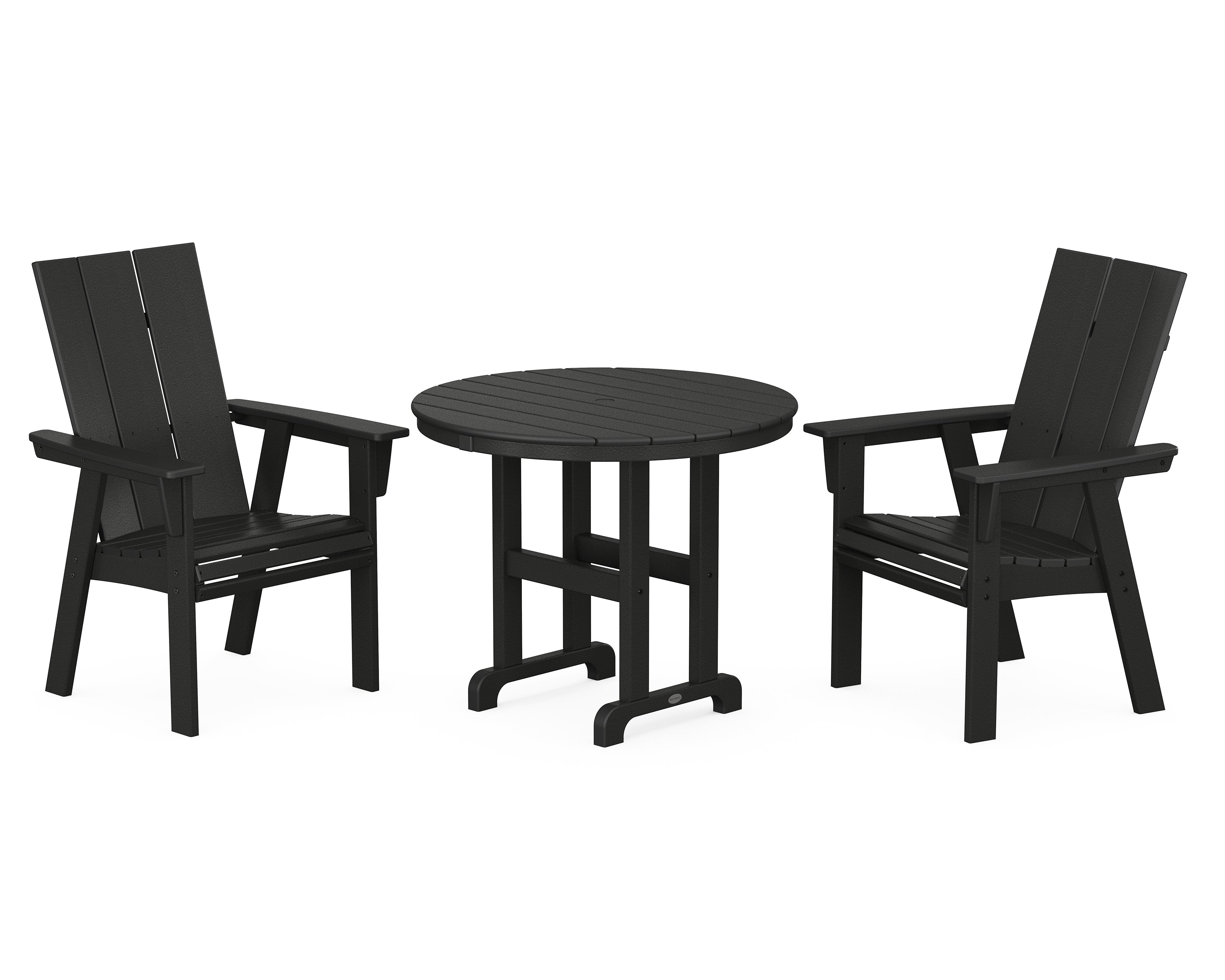 POLYWOOD® Modern Adirondack 3-Piece Round Dining Set in Black
