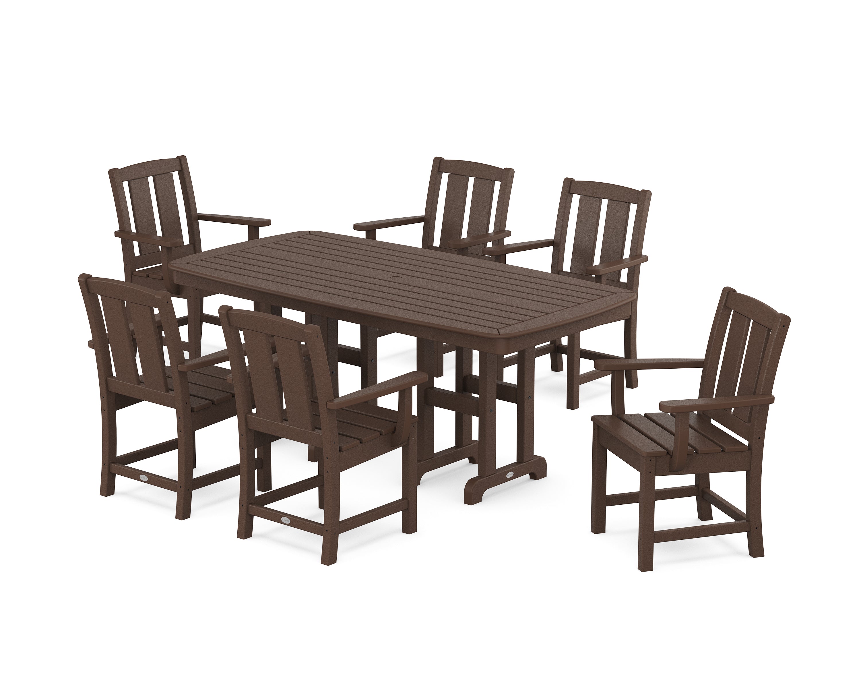 POLYWOOD Mission Arm Chair 7-Piece Dining Set in Mahogany