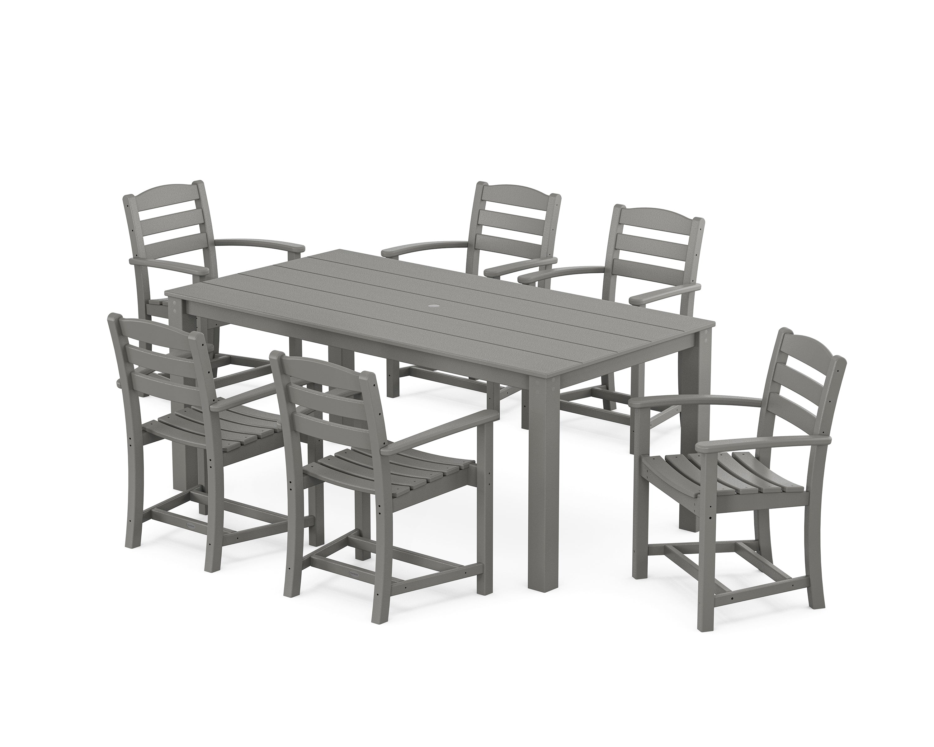 POLYWOOD La Casa Cafe' Arm Chair 7-Piece Parsons Dining Set in Slate Grey