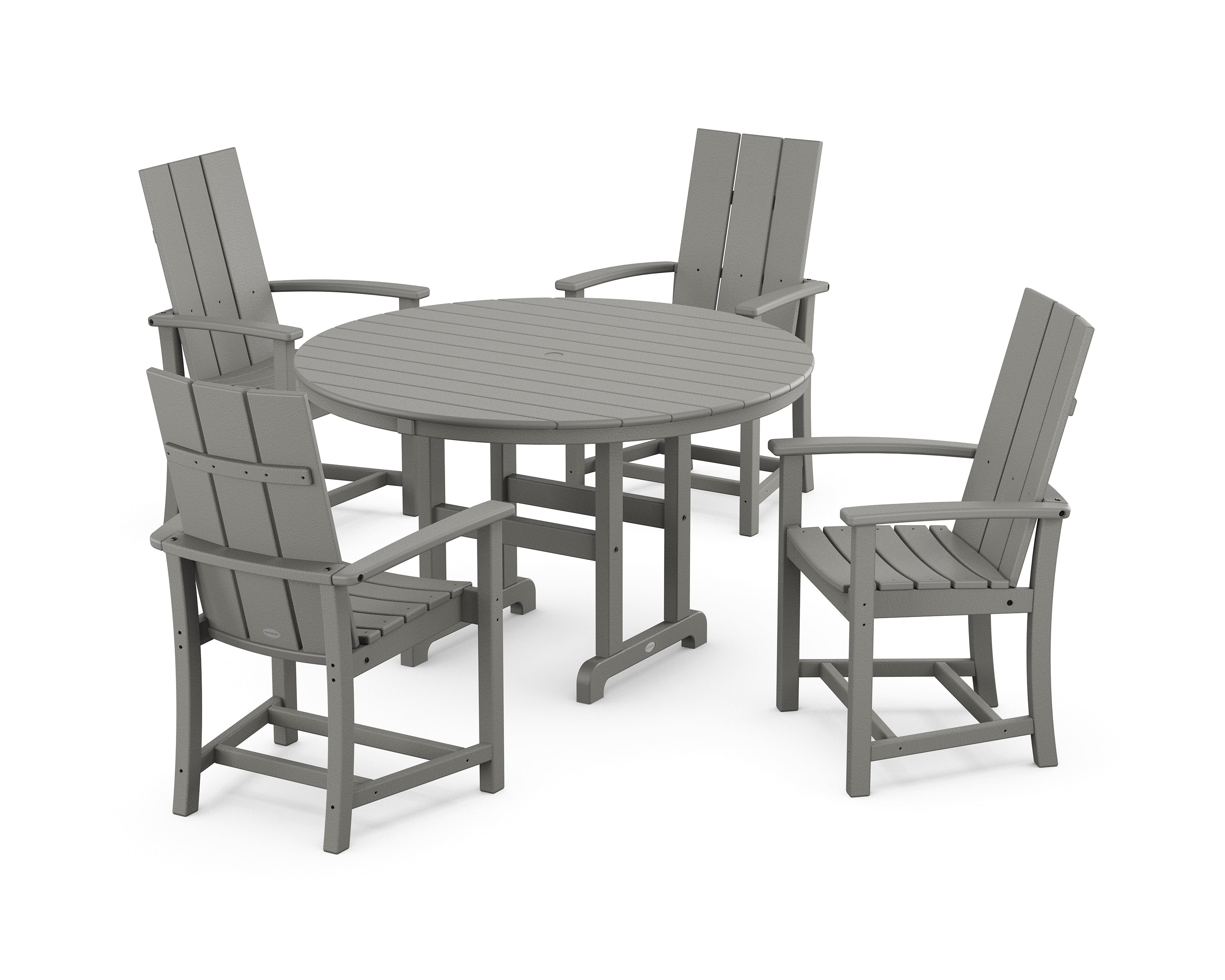 POLYWOOD® Modern Adirondack 5-Piece Round Farmhouse Dining Set in Slate Grey
