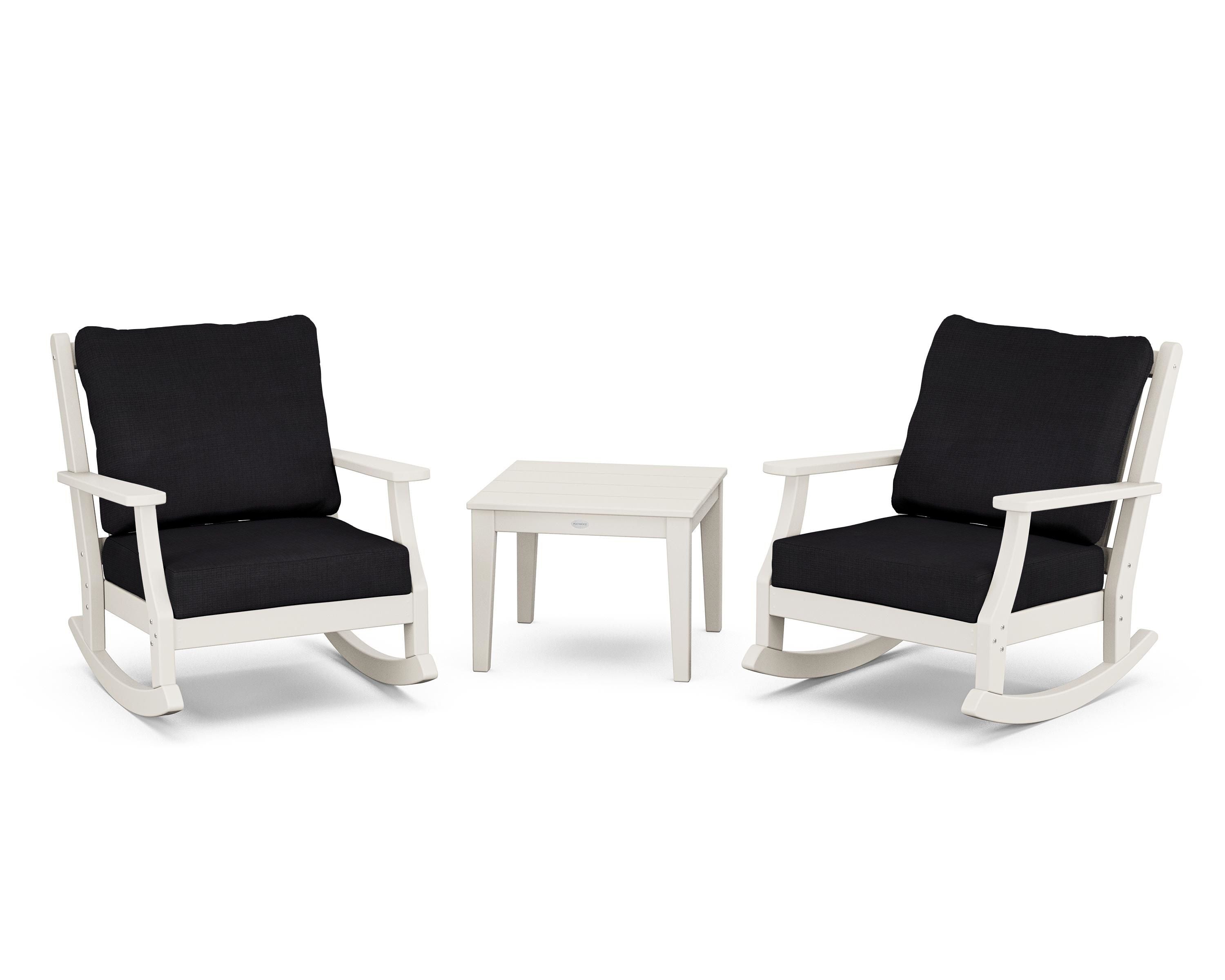 Country Living Wovendale 3-Piece Deep Seating Rocker Set in Sand / Midnight Linen