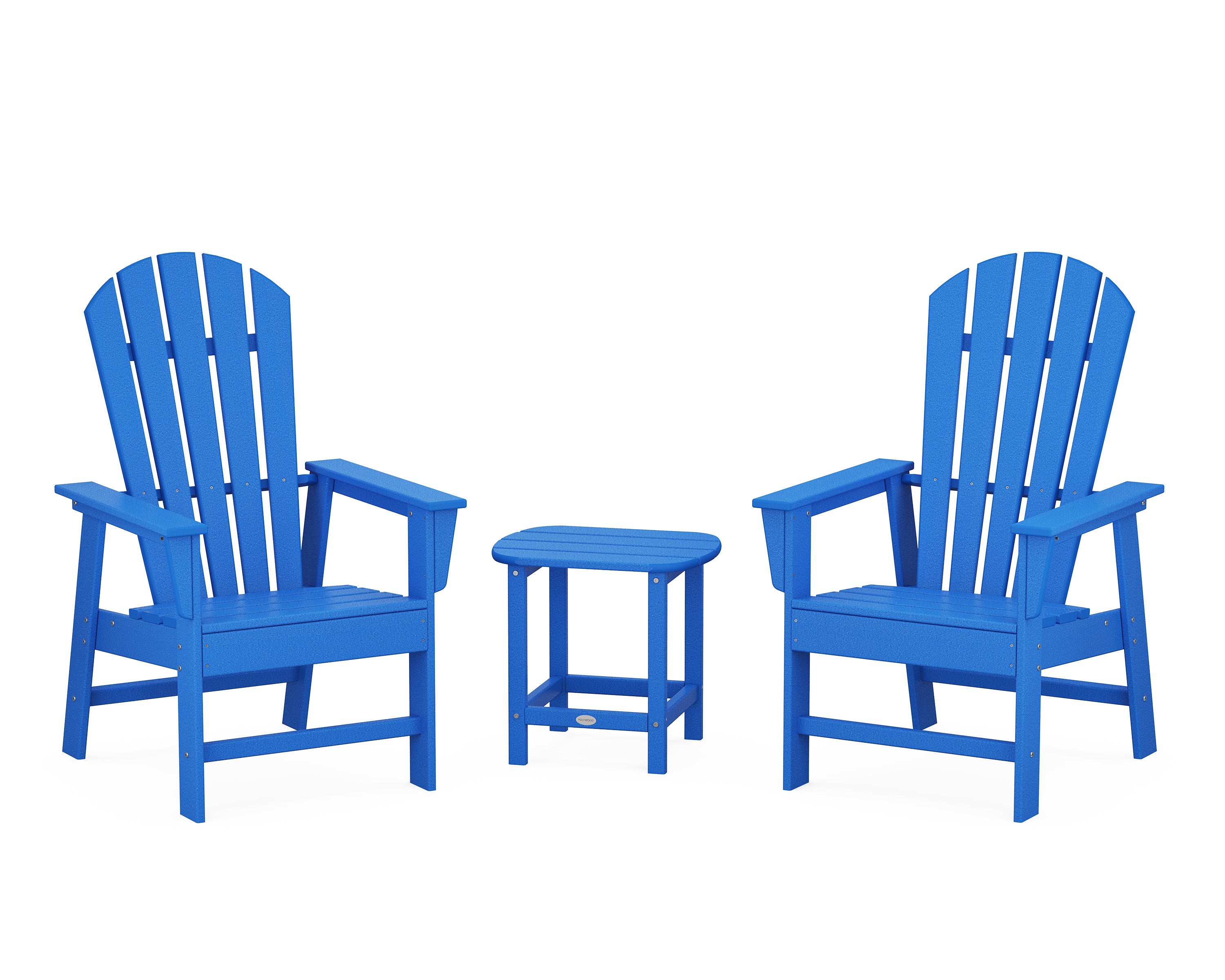 POLYWOOD South Beach Casual Chair 3-Piece Set with 18" South Beach Side Table in Pacific Blue