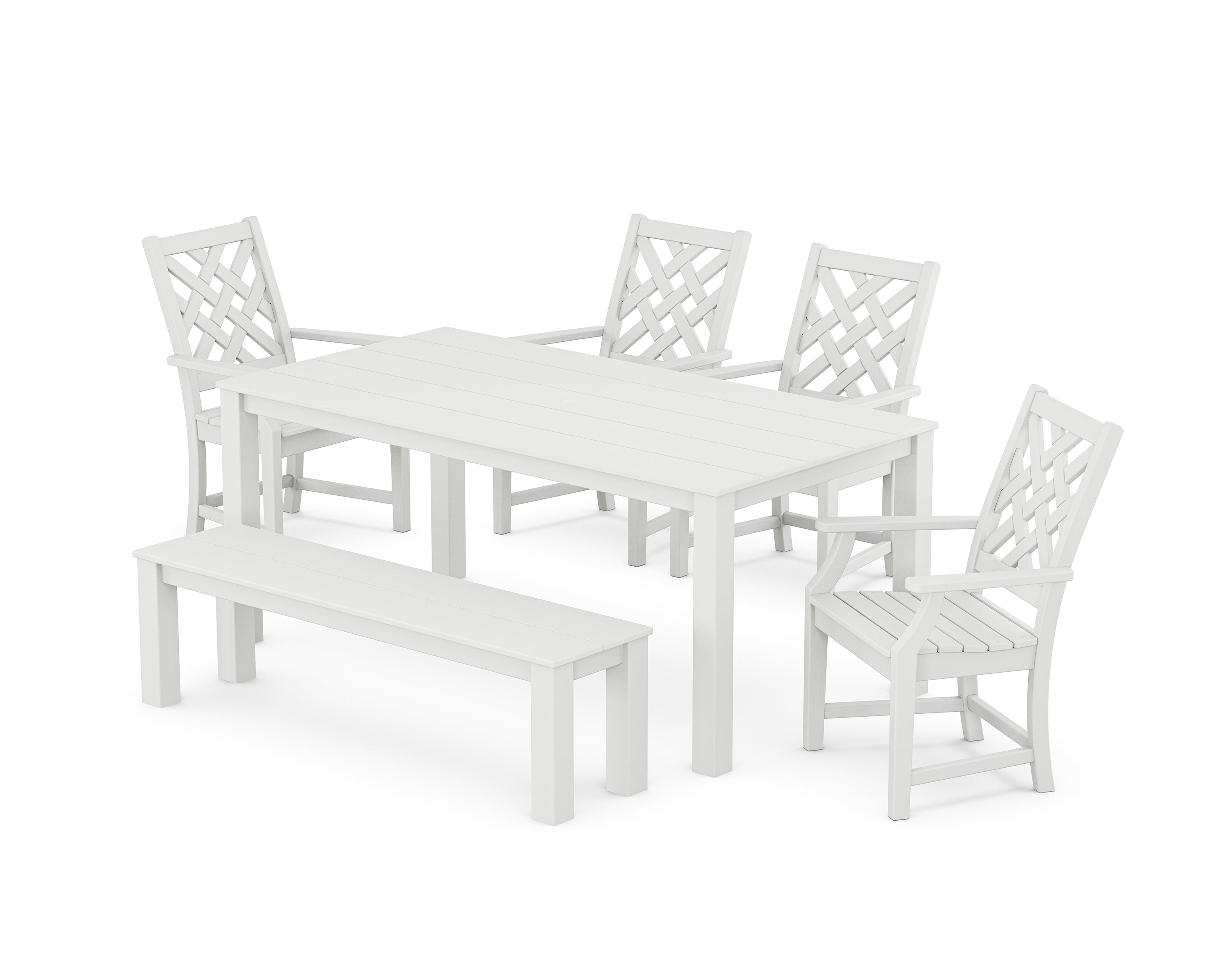 Country Living Wovendale 6-Piece Parsons Dining Set with Bench in White