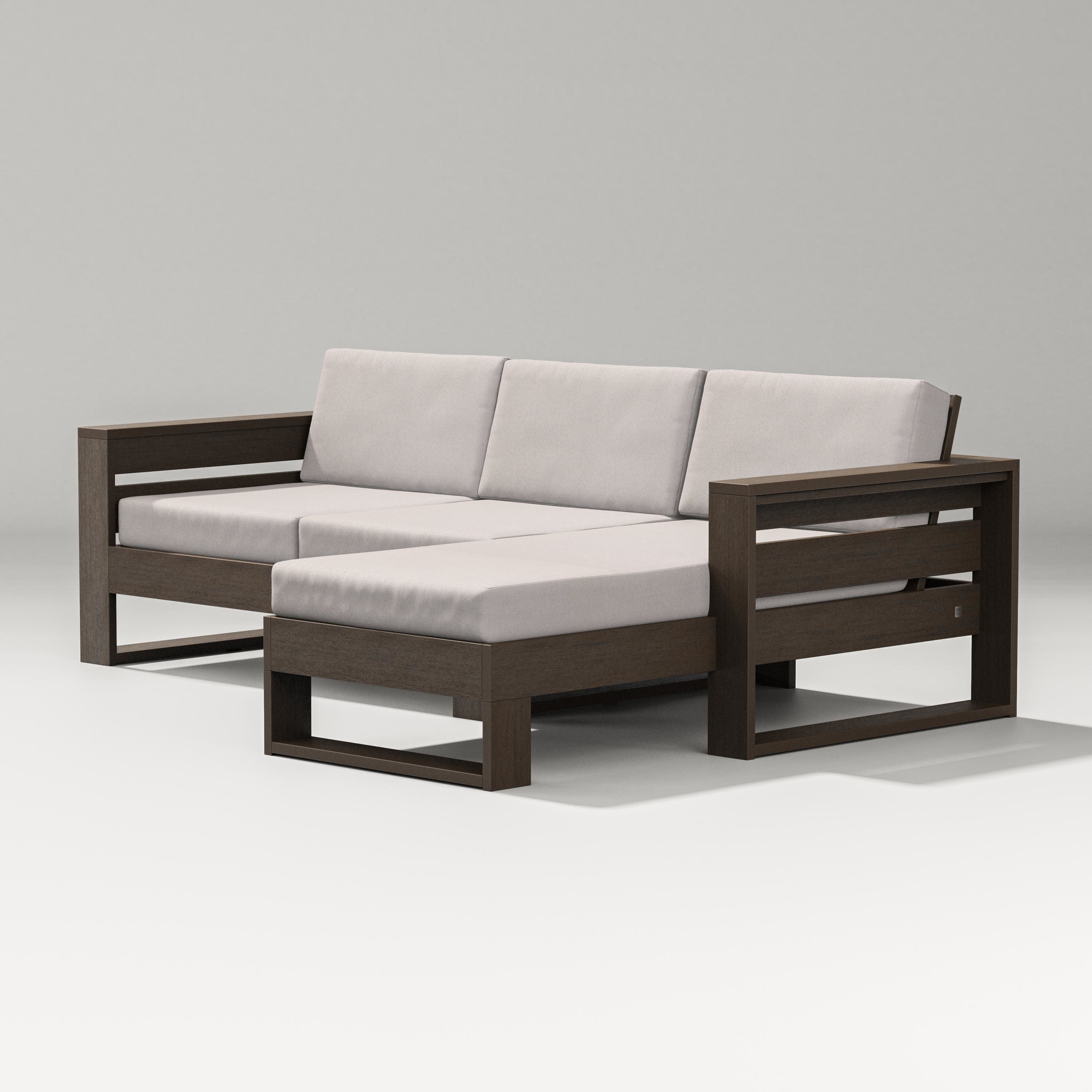 PW Designer Series Latitude Right Chaise Sectional in Kona / Dune Burlap