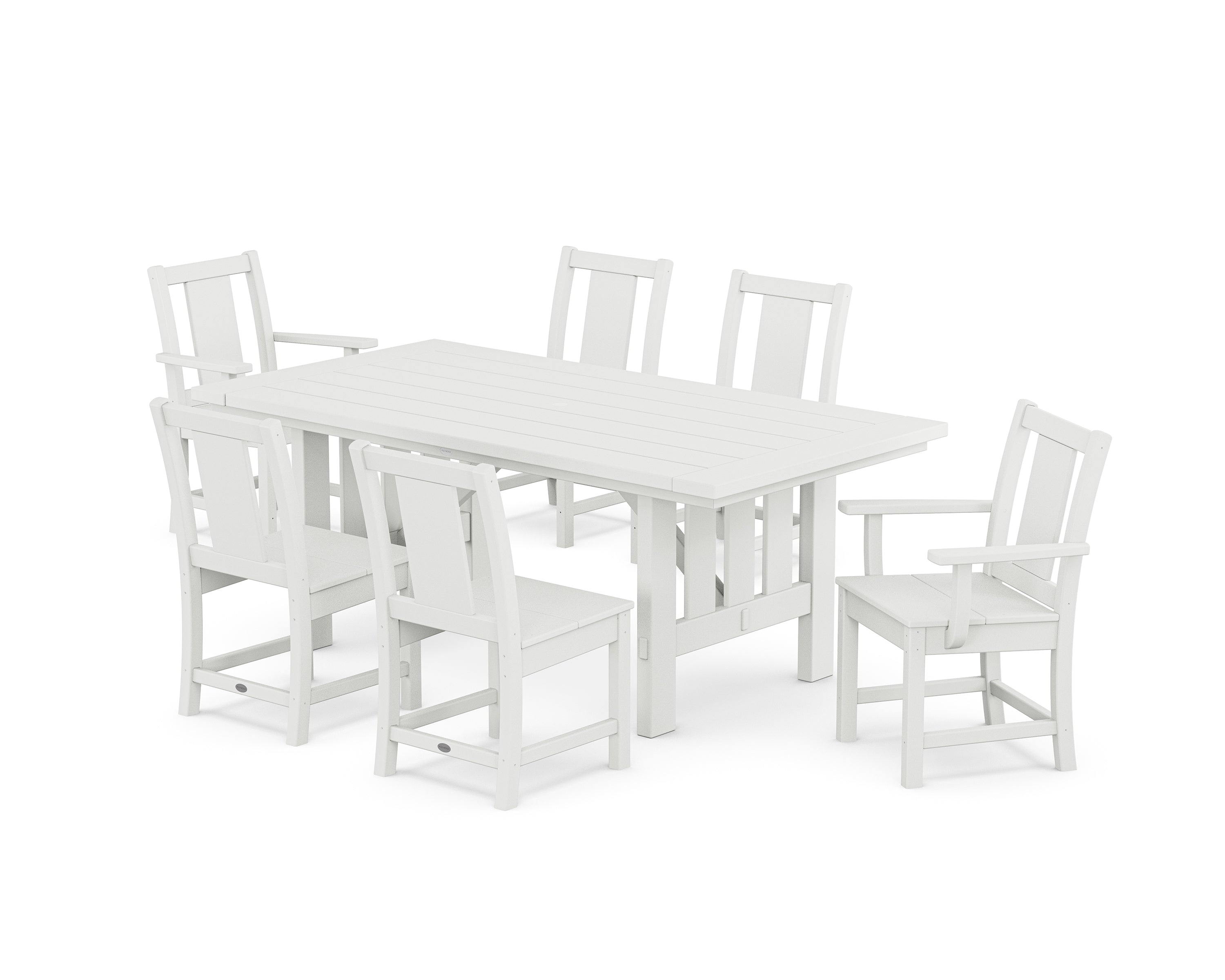 POLYWOOD Prairie 7-Piece Dining Set with Mission Table in White
