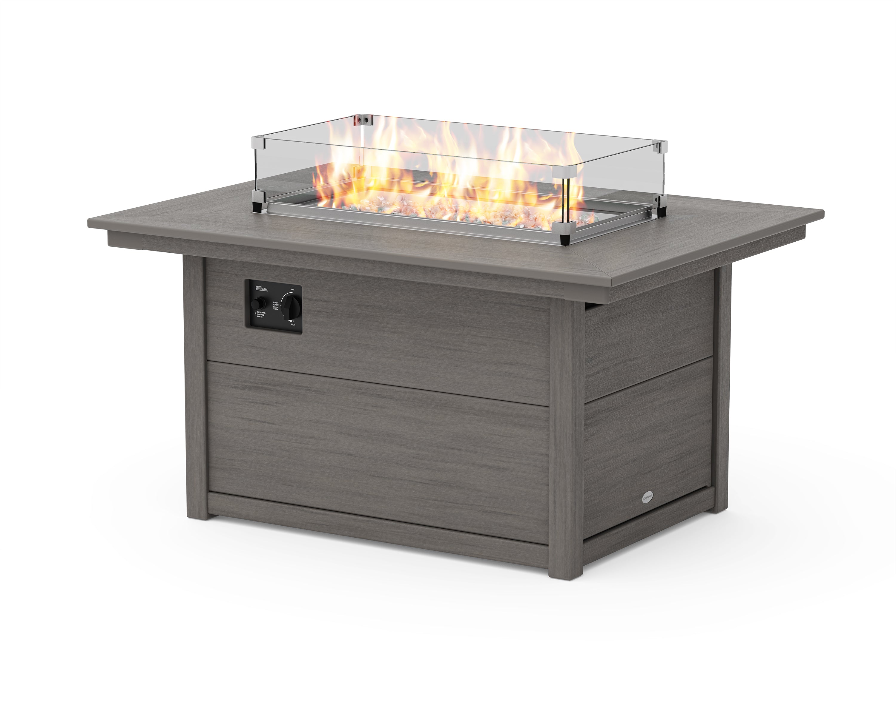 POLYWOOD Rectangle 34" X 46" Fire Pit Table in Driftwood