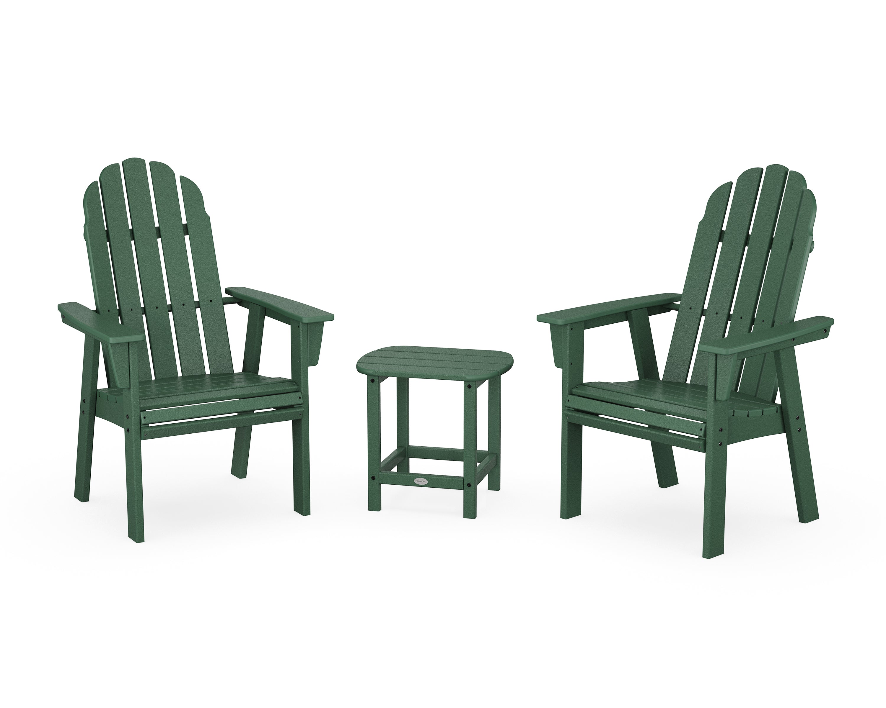 POLYWOOD Vineyard 3-Piece Curveback Upright Adirondack Chair Set in Green