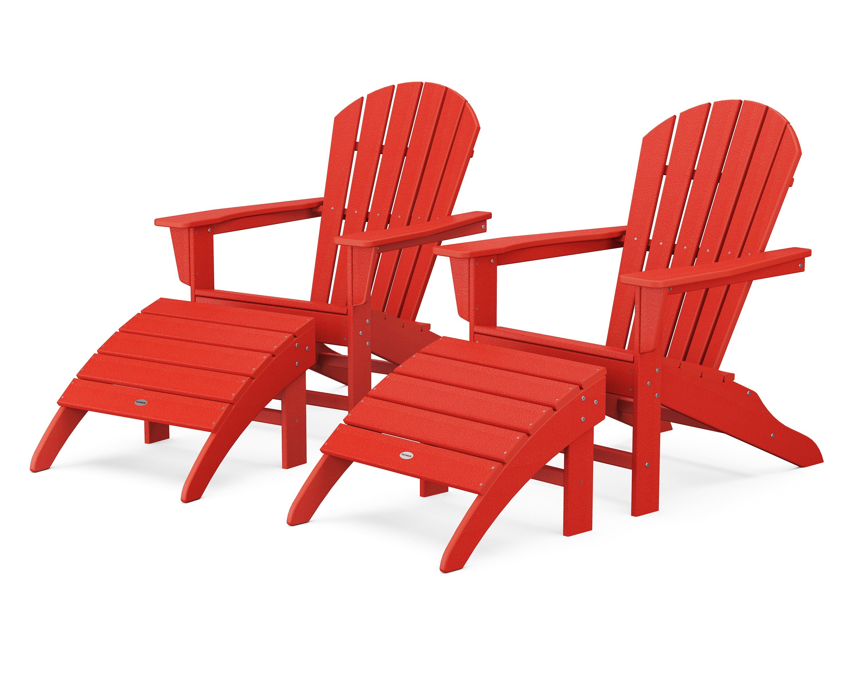 POLYWOOD South Beach 4-Piece Adirondack Set in Sunset Red