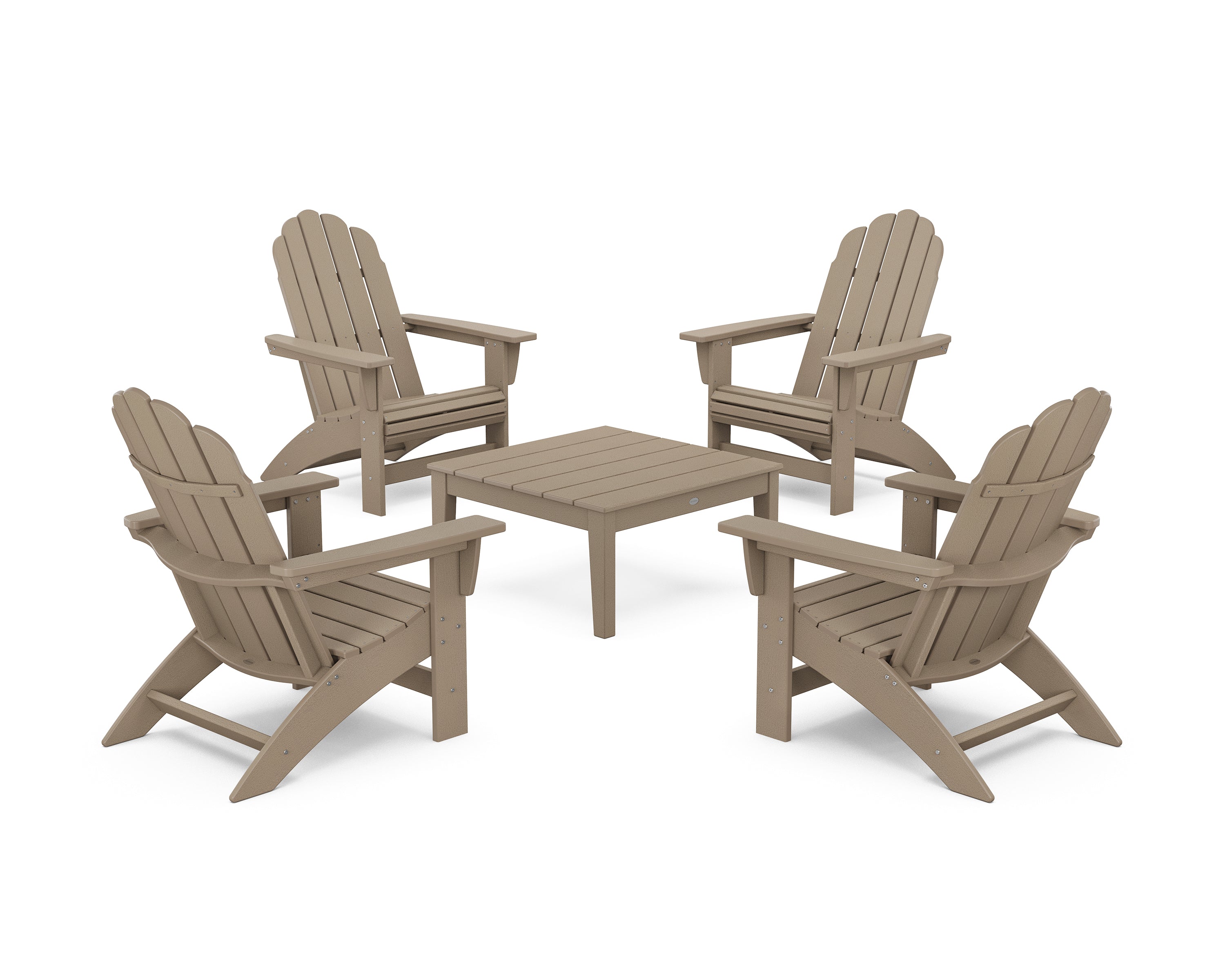 POLYWOOD 5-Piece Vineyard Grand Adirondack Chair Conversation Group in Vintage Sahara