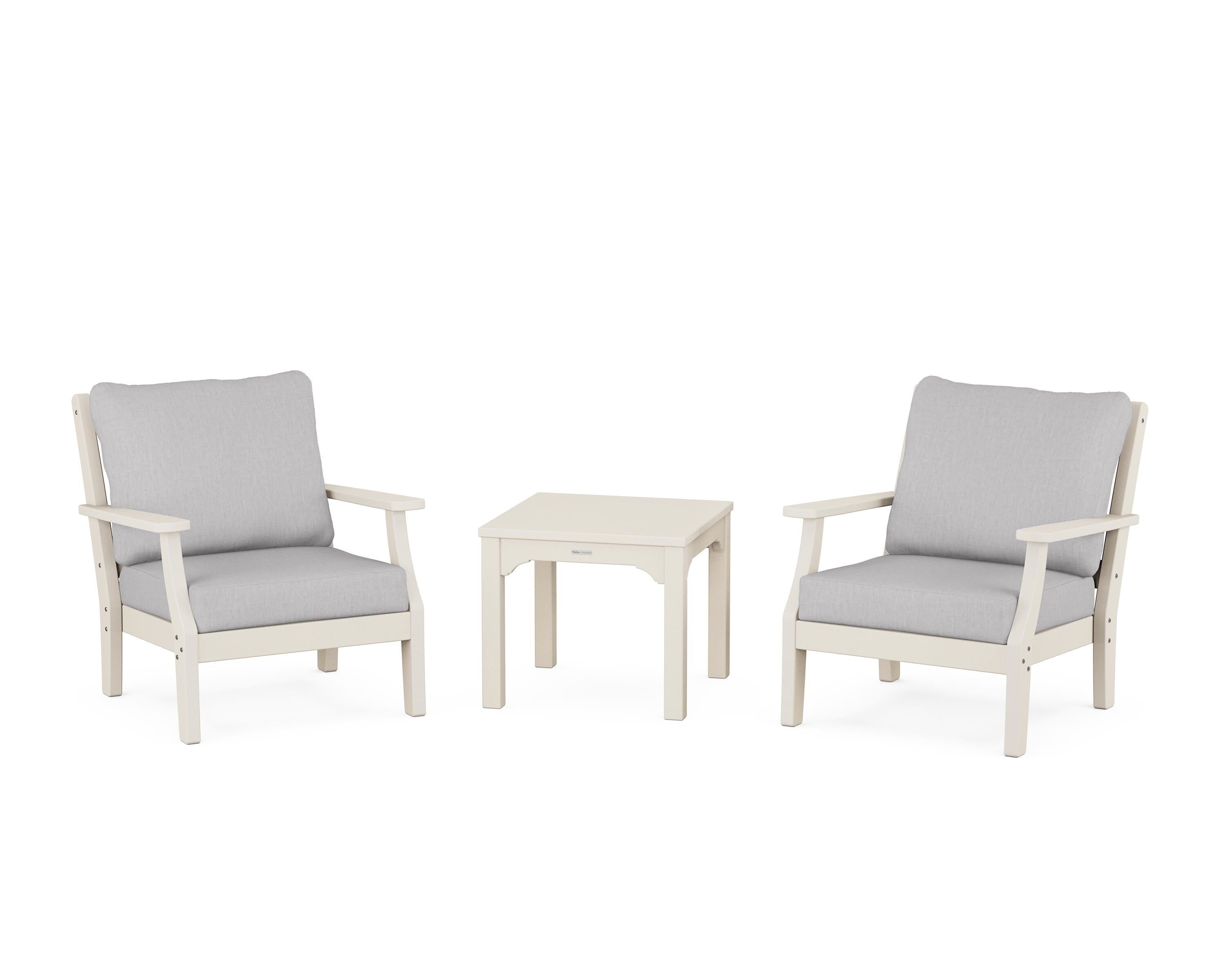 Martha Stewart by POLYWOOD Chinoiserie 3-Piece Deep Seating Set in Sand / Granite