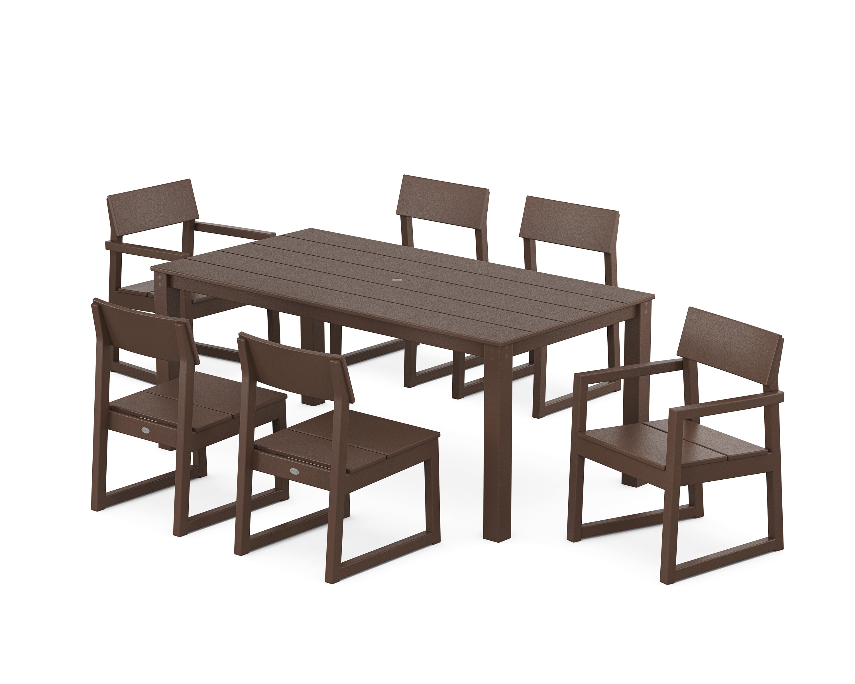 POLYWOOD EDGE 7-Piece Parsons Dining Set in Mahogany