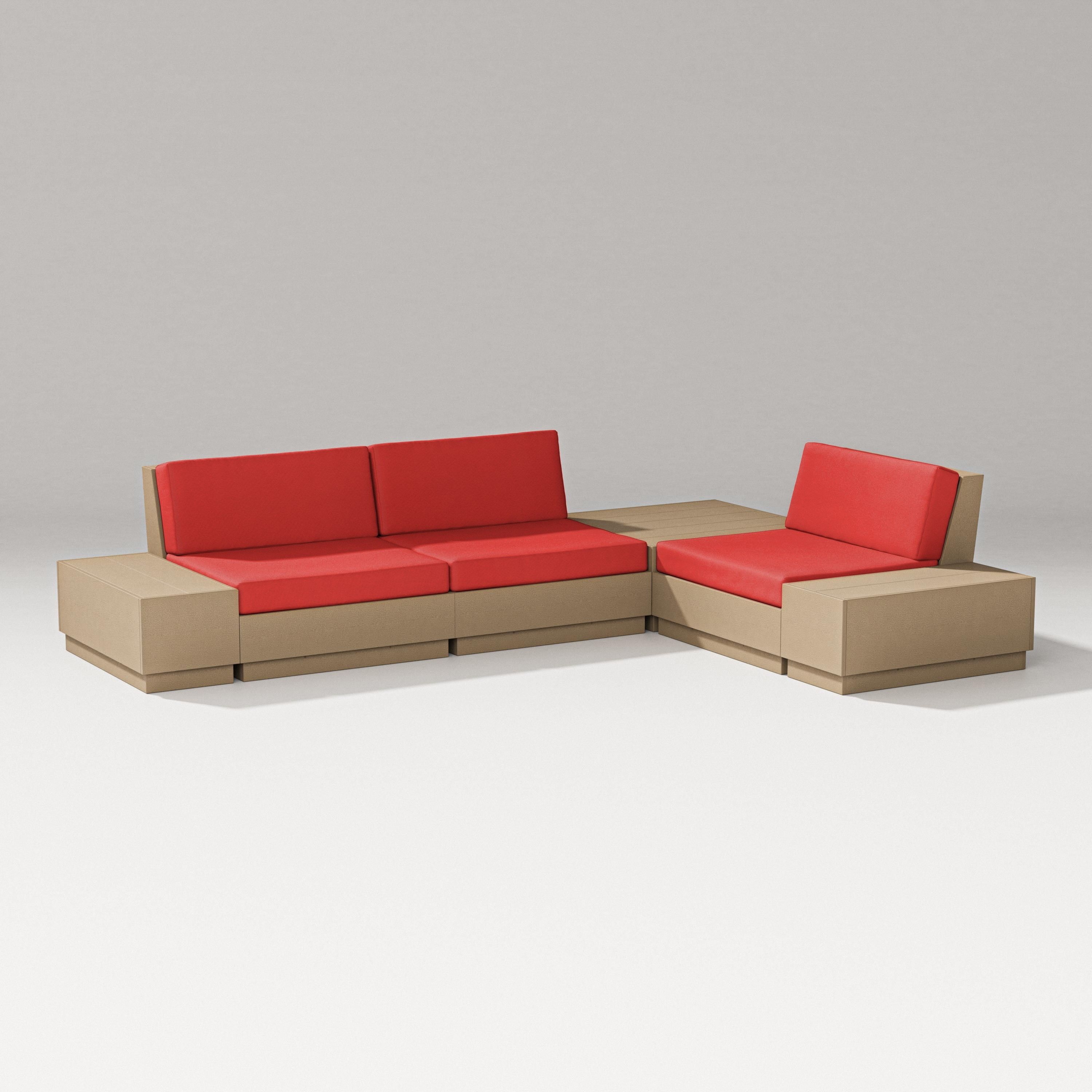 PW Designer Series Elevate 6-Piece Corner Sectional in Vintage Sahara / Crimson Linen