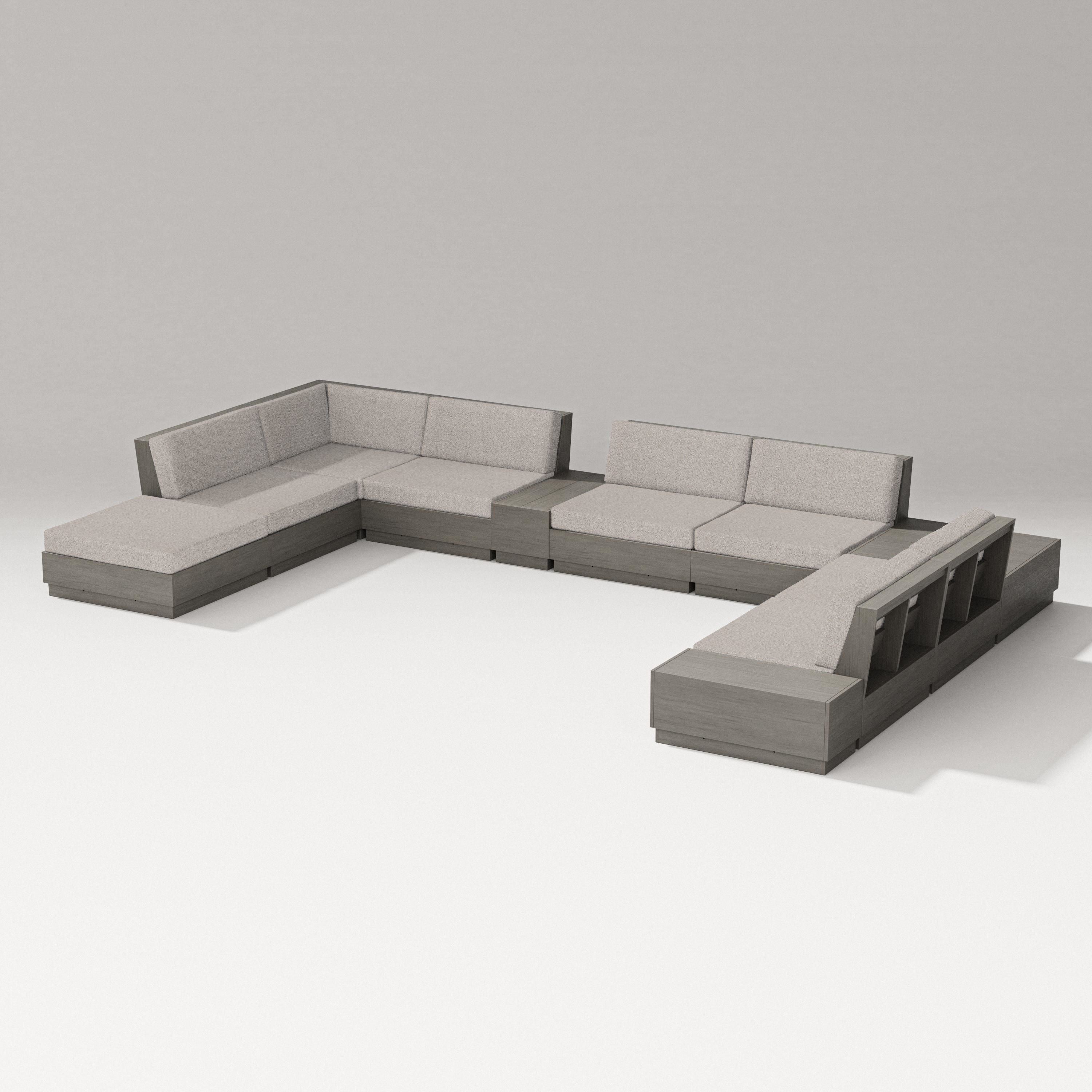 PW Designer Series Elevate 11-Piece Conversation Sectional Set in Driftwood / Weathered Tweed