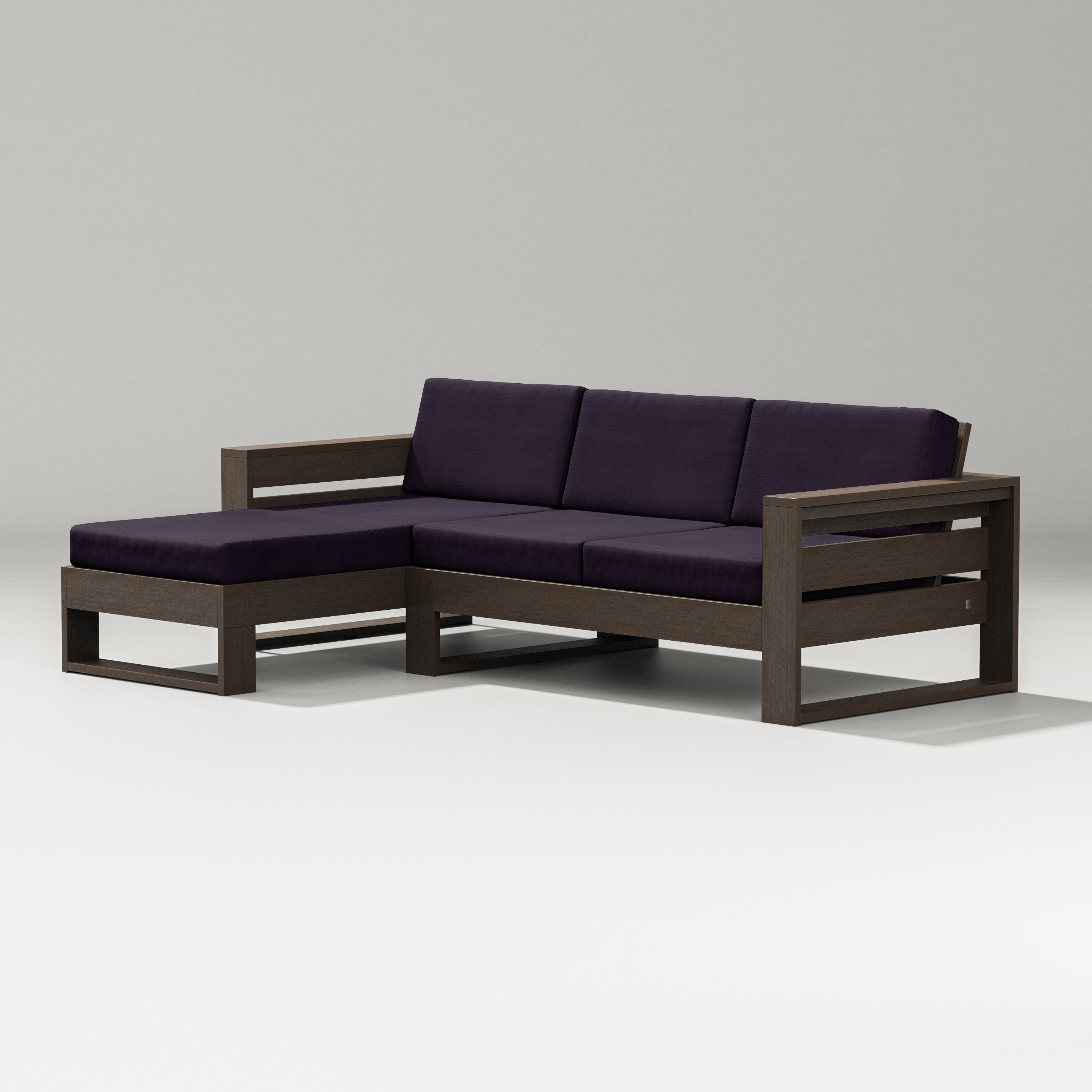 PW Designer Series Latitude Left Chaise Sectional in Kona / Navy Linen