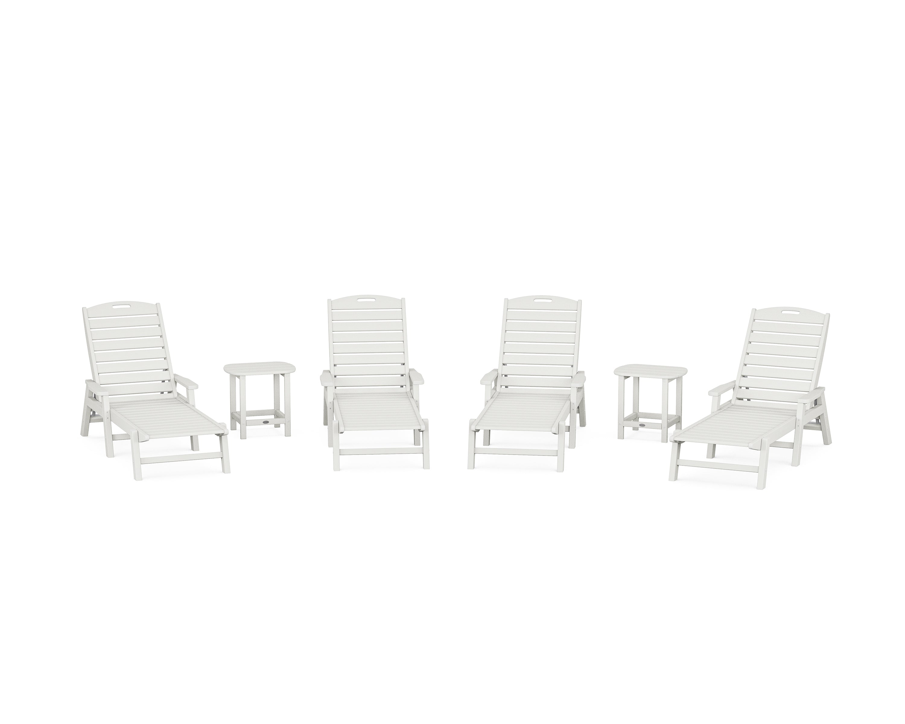POLYWOOD Nautical Chaise 6-Piece Set with Arms in Vintage White