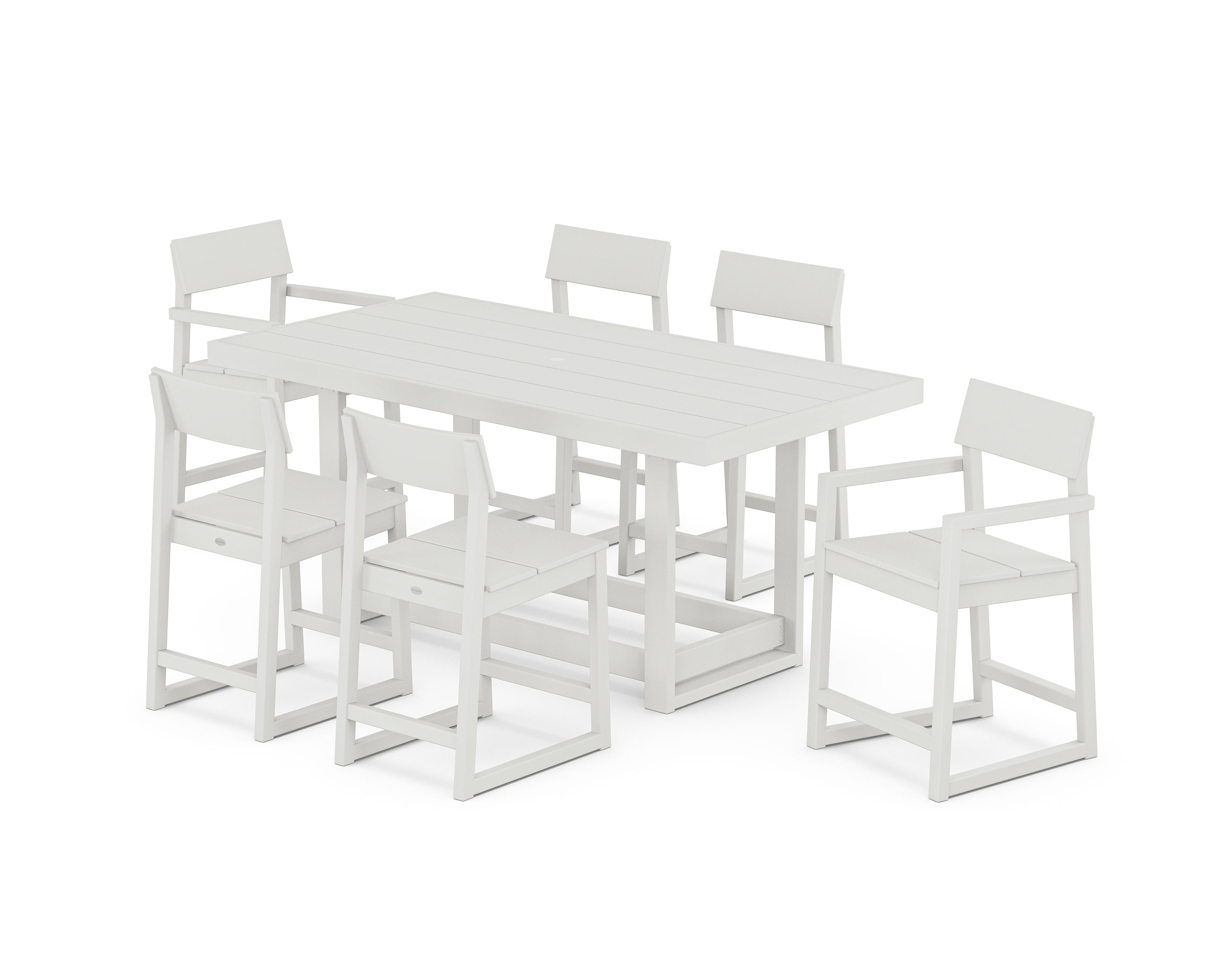 POLYWOOD EDGE 7-Piece Counter Table Set in Vintage White