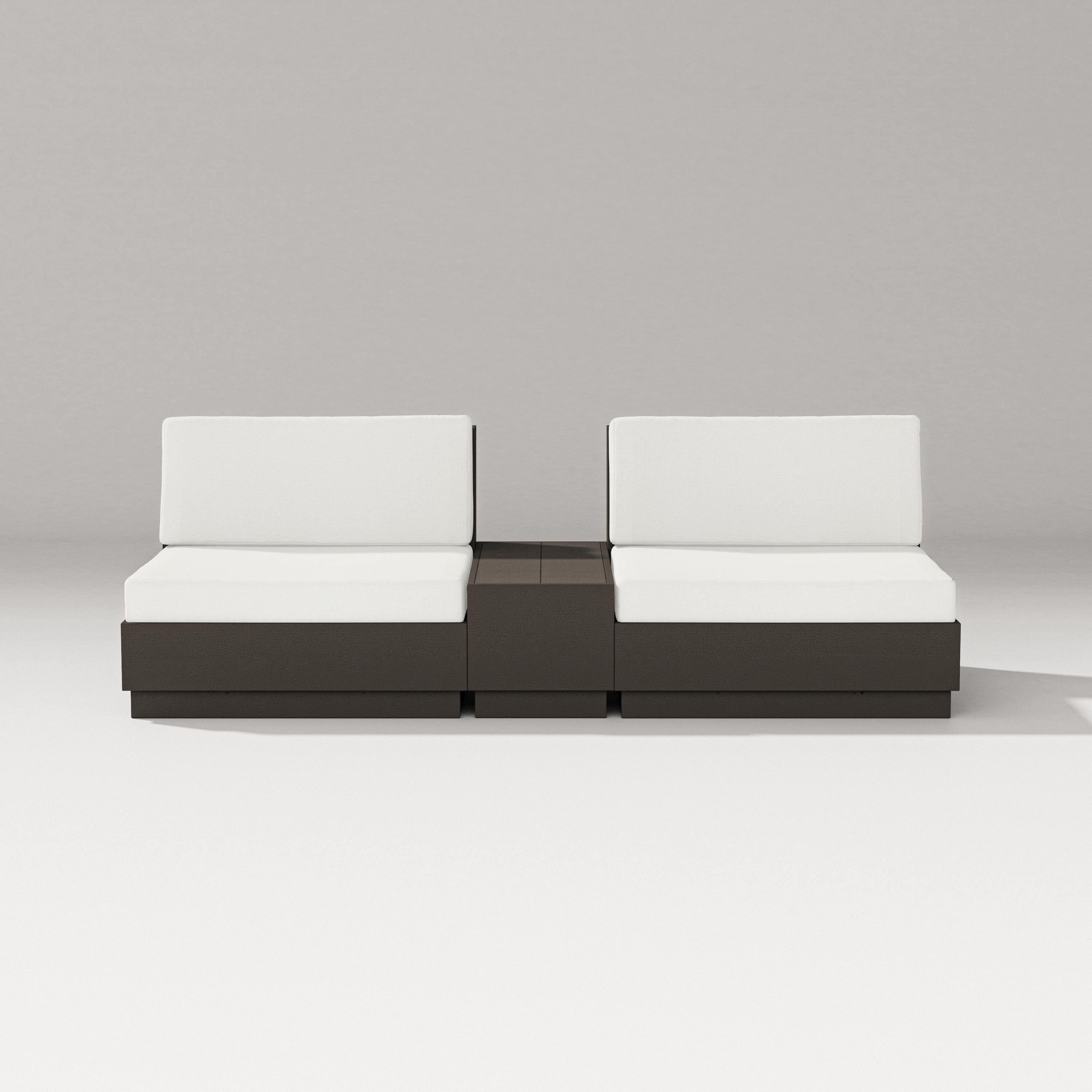 PW Designer Series Elevate Lounge Chair Set in Vintage Coffee / Natural Linen