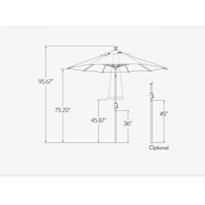 TREASURE GARDEN Market Aluminum 7.5' Octagon Push Button Tilt Crank Lift Umbrella