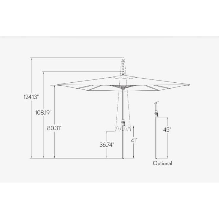 TREASURE GARDEN Market Aluminum 8' x 11' Crank Lift Rectangular Umbrella