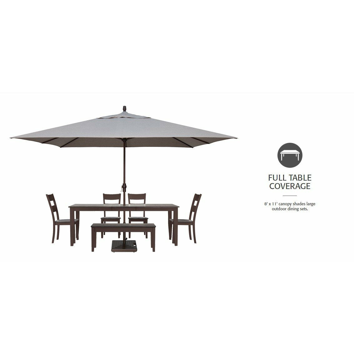 TREASURE GARDEN Market Aluminum 8' x 11' Crank Lift Rectangular Umbrella
