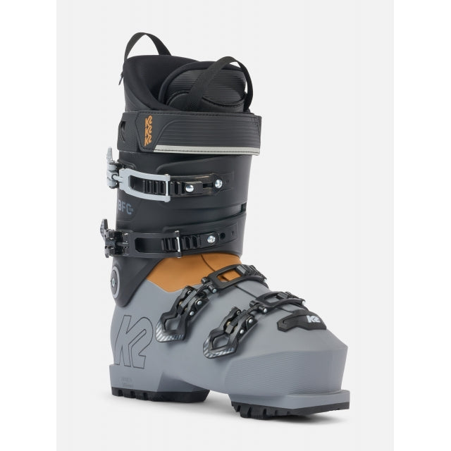 The all-new, medium-flexing BFC 100 is ideal for skiers who prioritize comfort but still need a supportive boot that won't hold them back. The BFC 100 features a fully heat moldable shell, Hand Free Entry, a wide 103 mm last and an updated Apres walk resulting in a boot that will keep you focused on skiing, not your feet.
